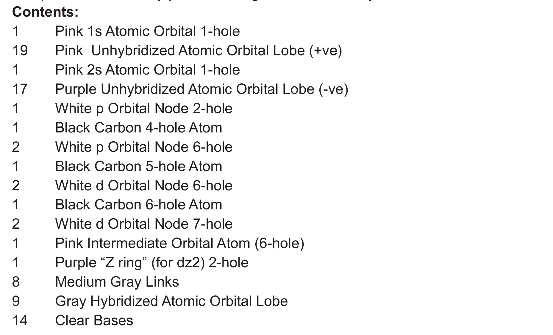 Molecular Orbital Model Set (Builds 14 Models)