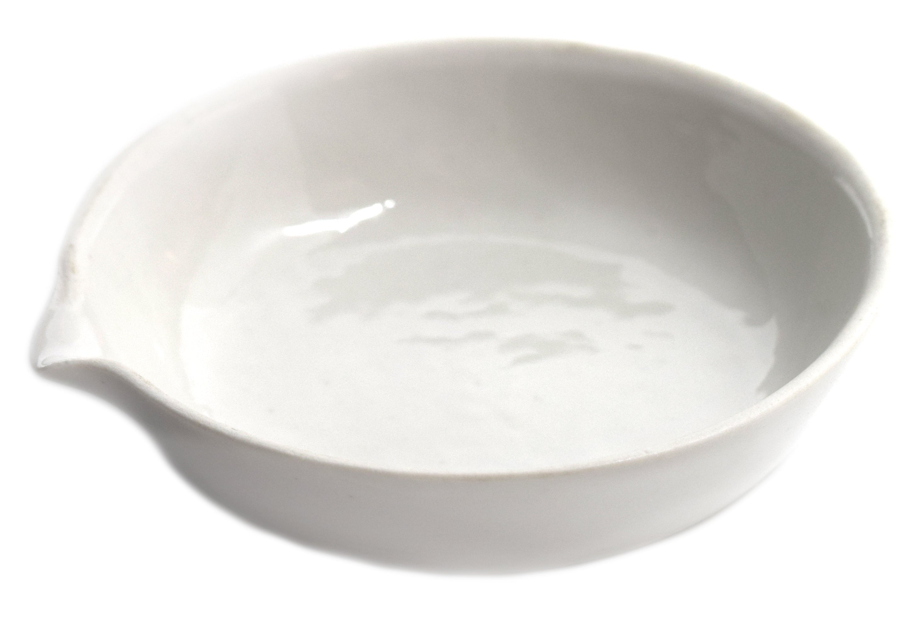 Flat Bottom Evaporating Basin with Spout, 65mm Diameter, Porcelain