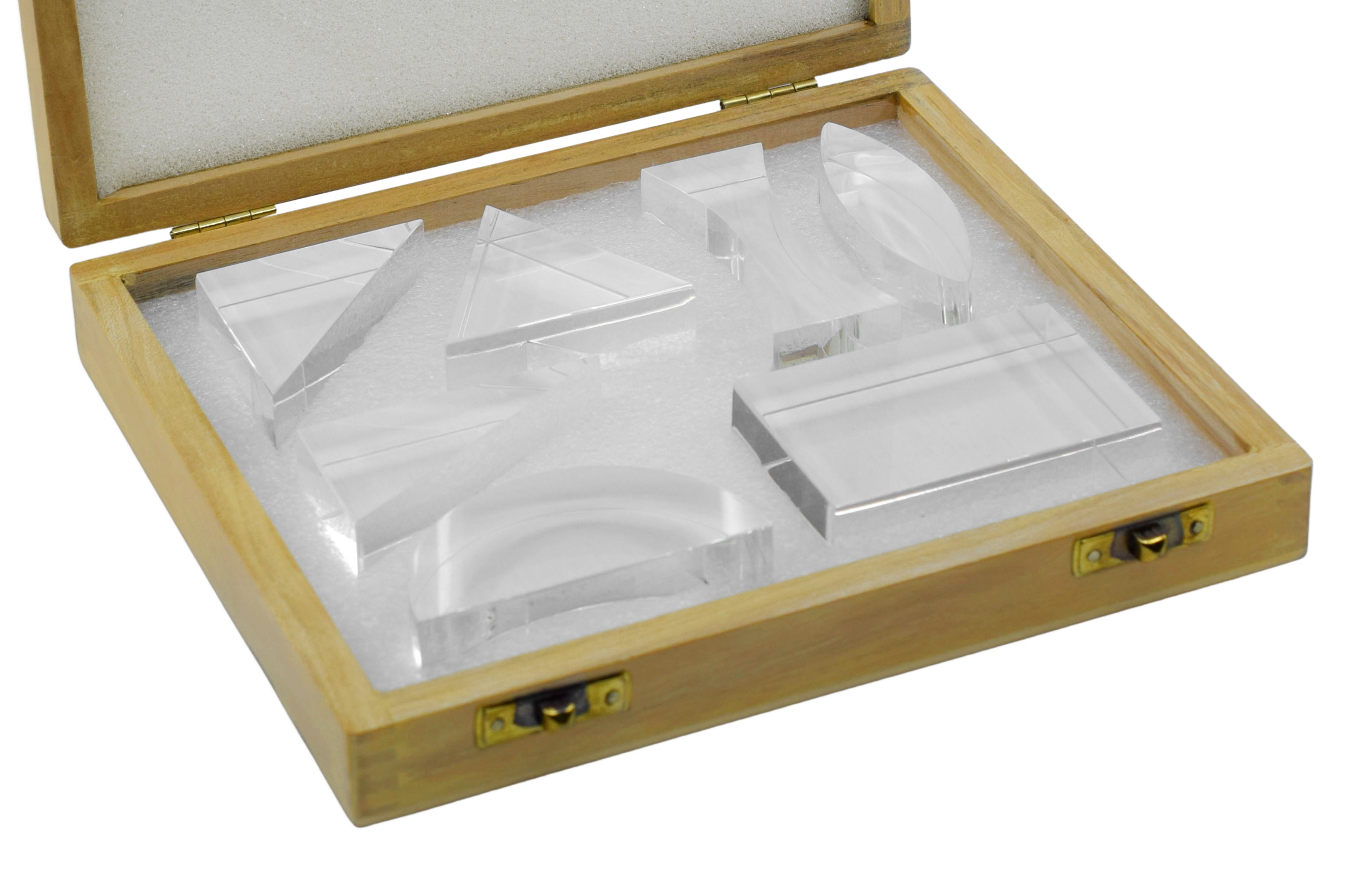 7-Piece Acrylic Blocks Set, 25mm Thick, with Wooden Storage