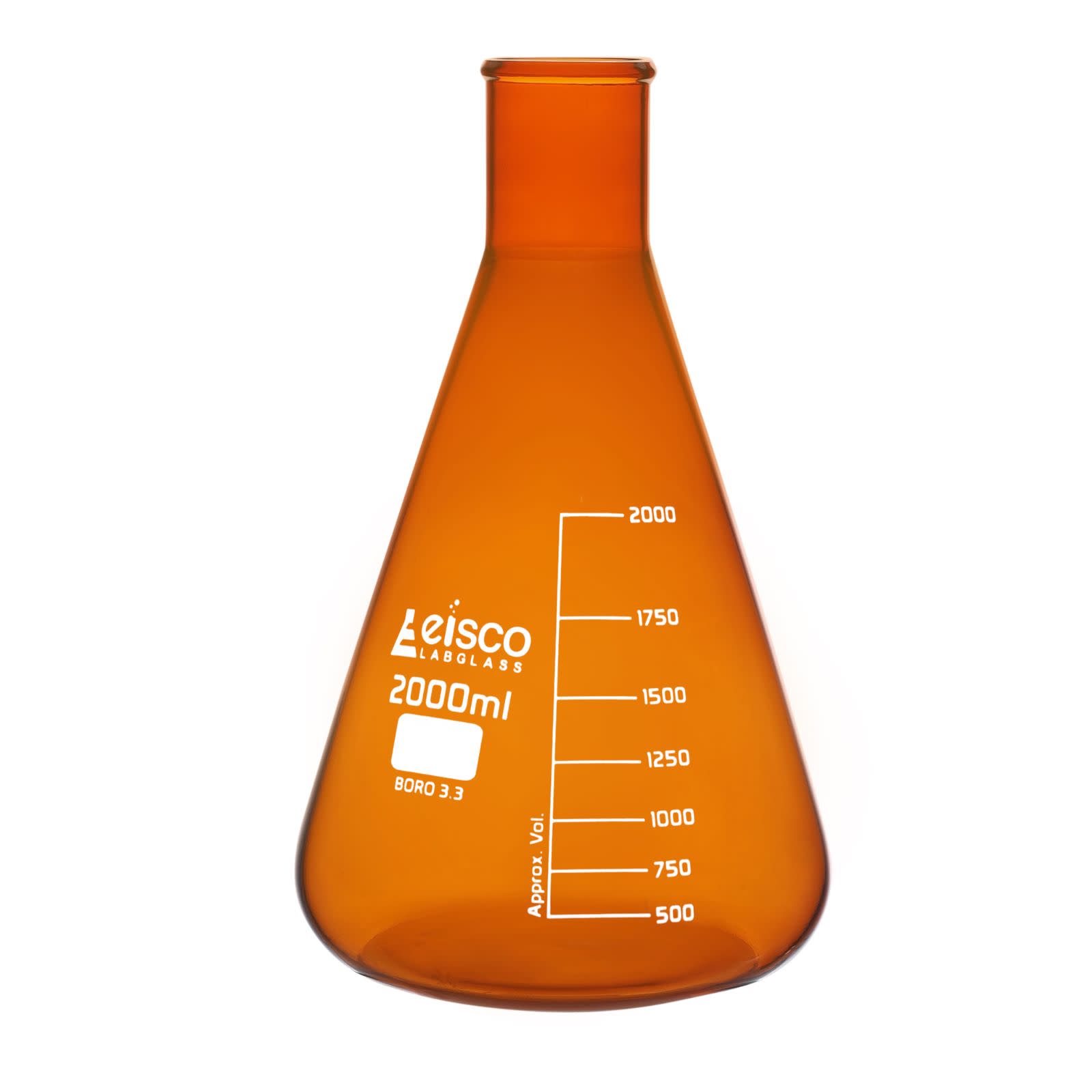 Narrow Neck Amber Borosilicate Glass Erlenmeyer Flask