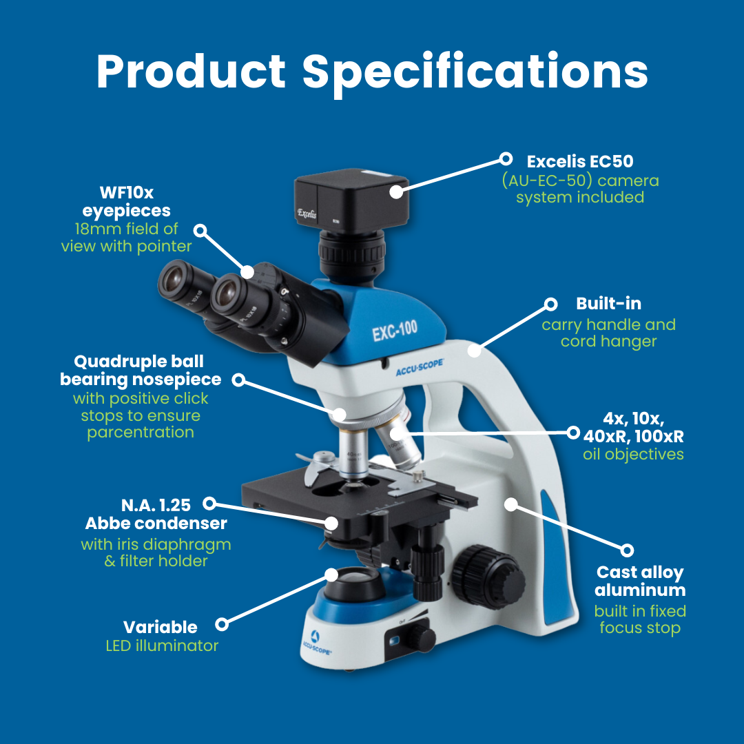 Accu-Scope Digital Compound Microscope with EC50 Camera, EXC-103-EC50, 40-1000X