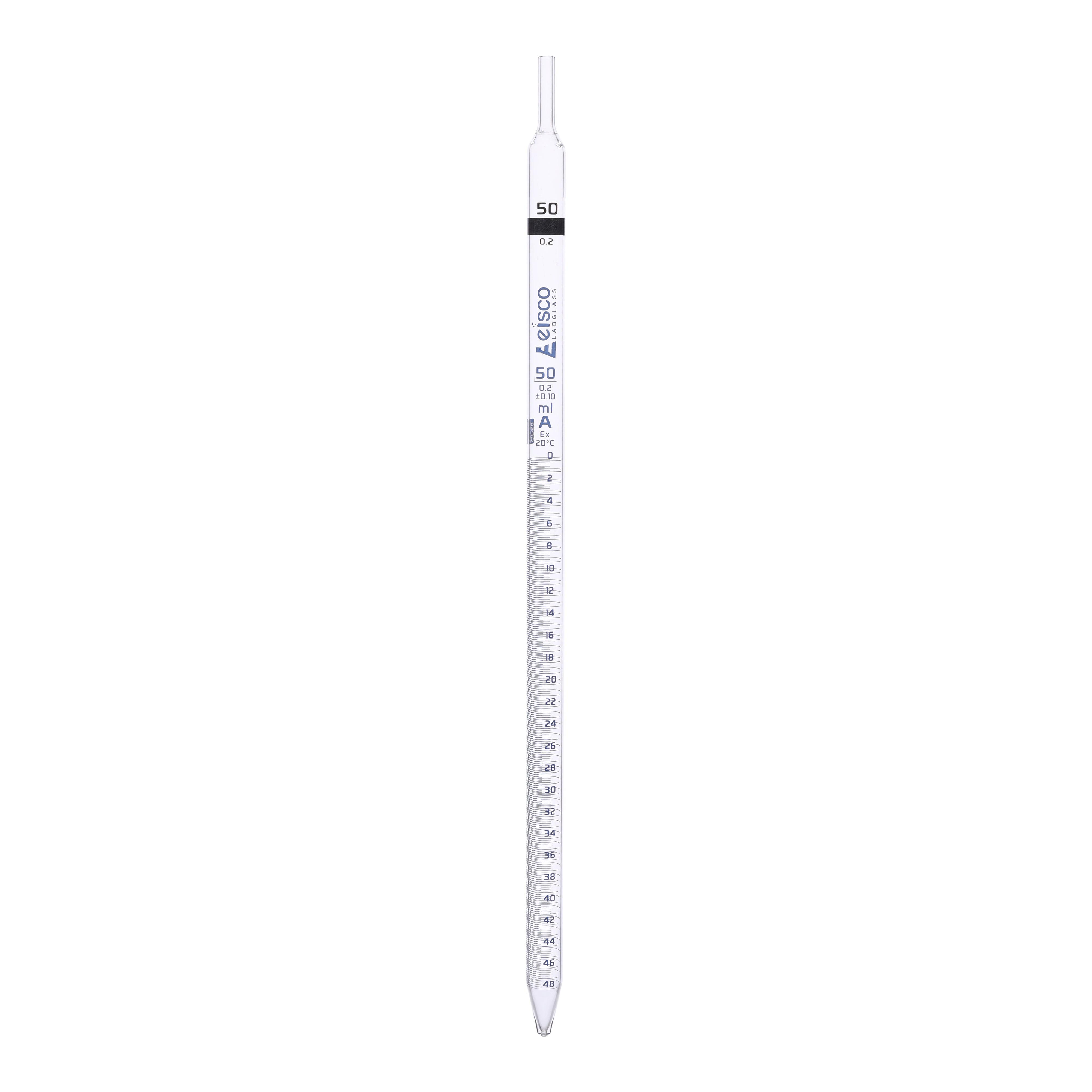Class A Serological Pipette, 50mL, Blue Markings, Borosilicate 3.3 Glass
