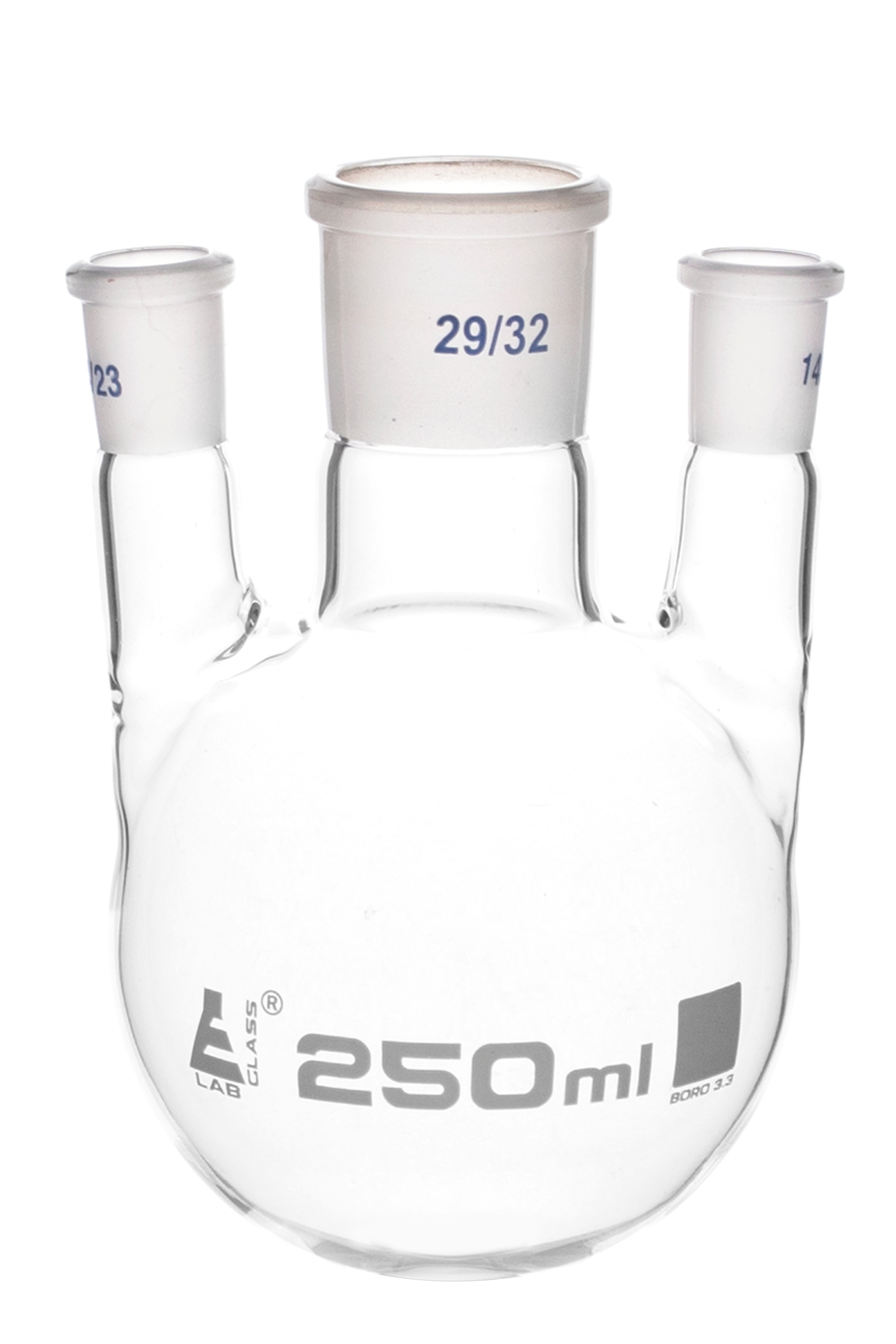 Round Bottom Three-Parallel-Neck Borosilicate Glass Distillation Flask