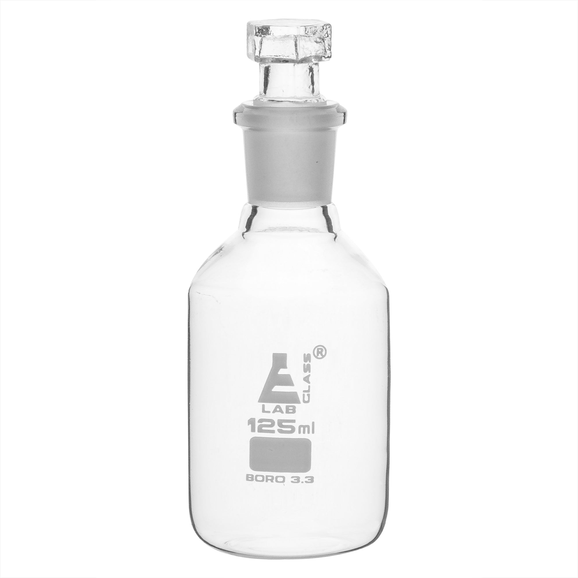 Narrow Mouth Borosilicate Glass Reagent Bottle with Hexagonal Glass Stopper
