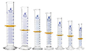 ASTM Class A 7-Piece Graduated Cylinder Set with Protective Collars and Hexagonal Base, 10-1000mL, Borosilicate 3.3 Glass