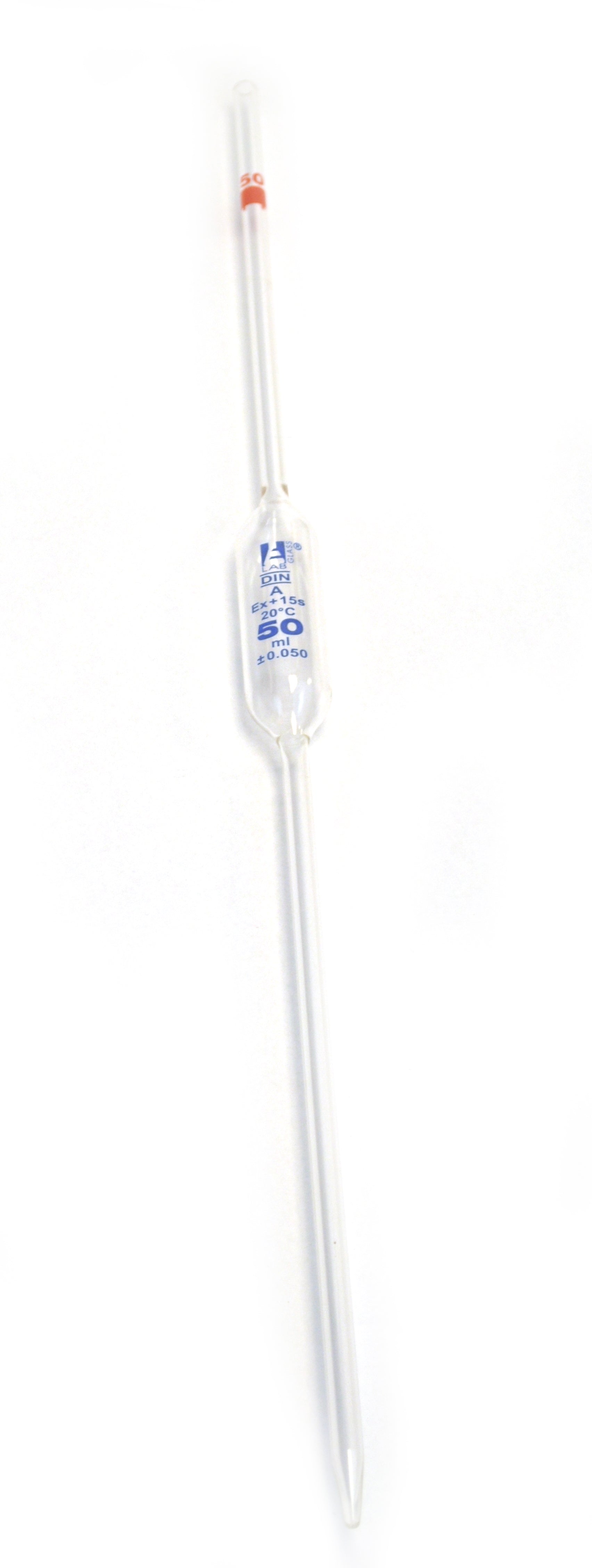 Class B Bulb Form Borosilicate Glass Pipette with Blue Graduations