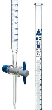 Class B Borosilicate Glass Burette with PTFE Stopcock, Blue Graduations