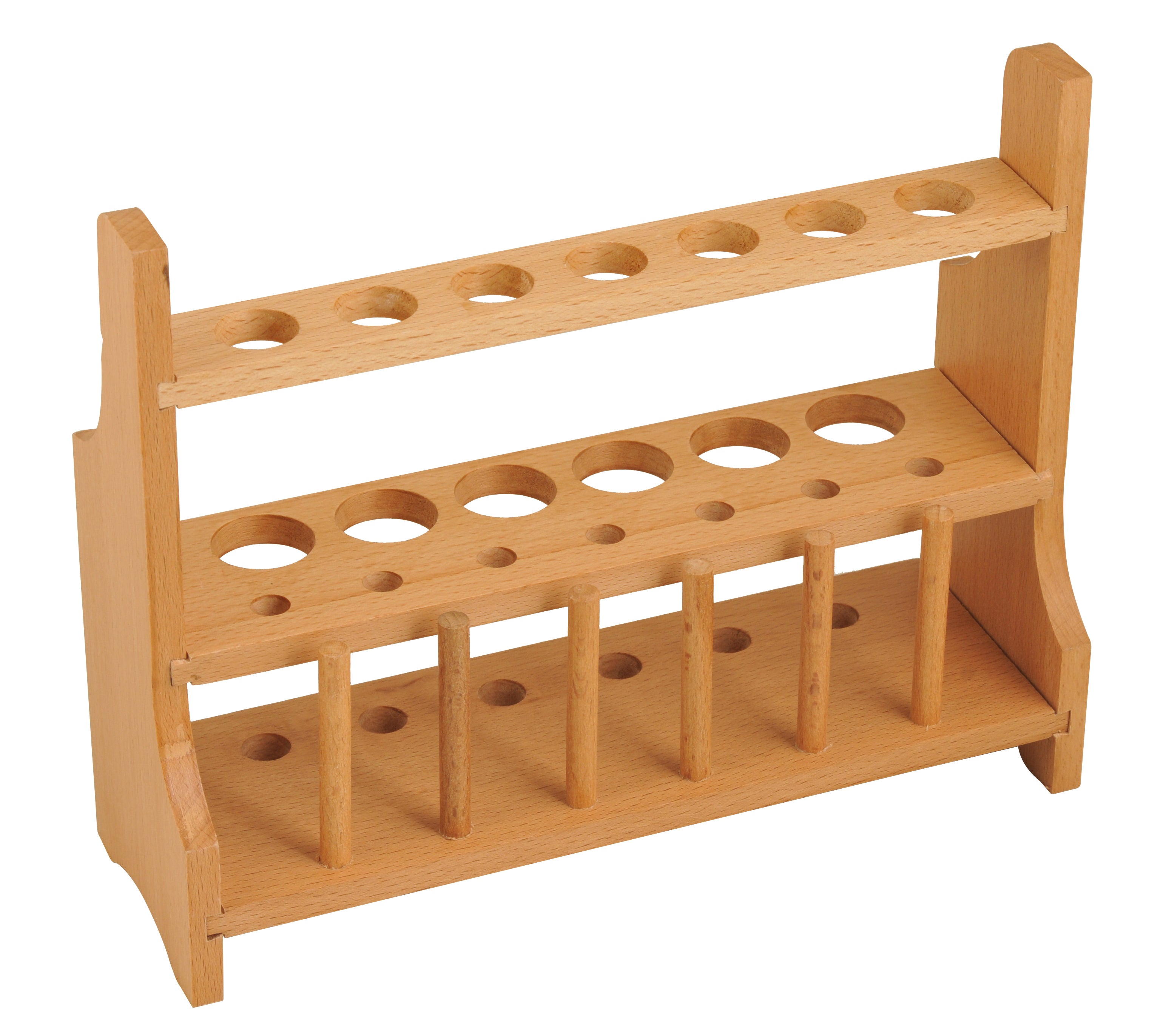 13-Tube Wooden Test Tube Rack with Draining Pins, 10.25" Wide