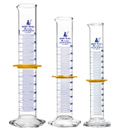 ASTM Class A 3-Piece Graduated Cylinder Set with Protective Collars and Hexagonal Base, 250-1000mL, Borosilicate 3.3 Glass