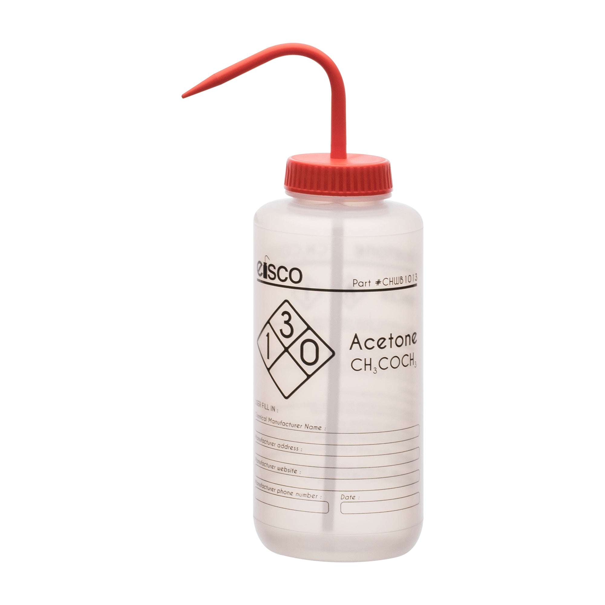Acetone Wash Bottle, LDPE, 1-Color Label, 1000mL
