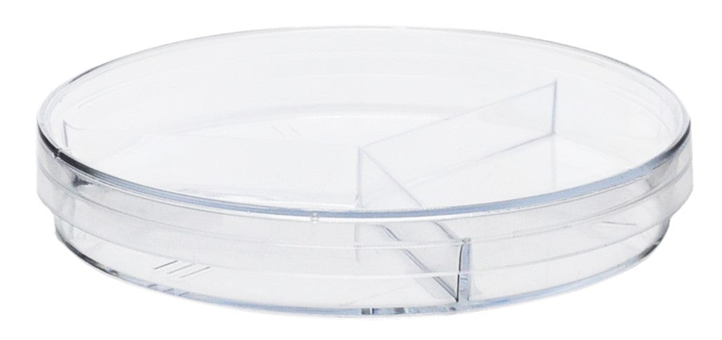 25-Pack Sterile 3-Compartment Triple-Vented Polystyrene Petri Dishes, 90mm