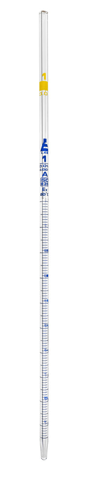 Class A Borosilicate Glass Serological Pipette with Blue Graduations