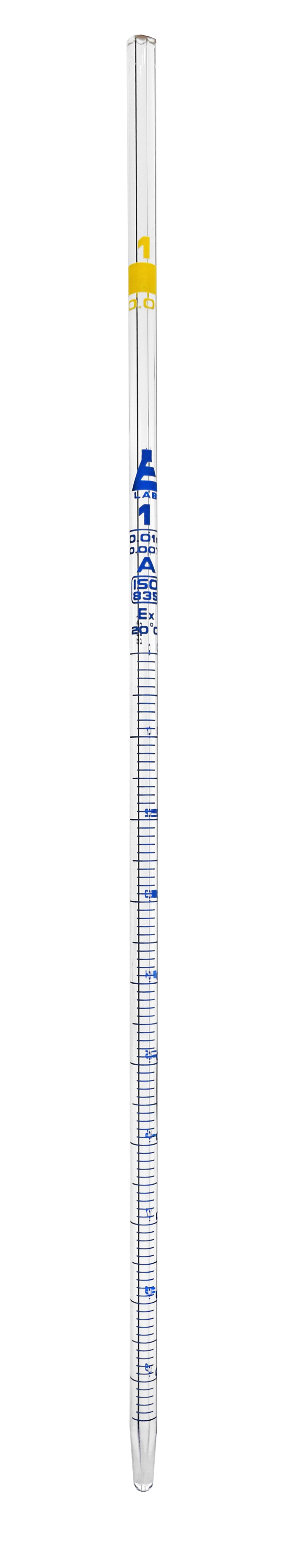 Class A Borosilicate Glass Serological Pipette with Blue Graduations