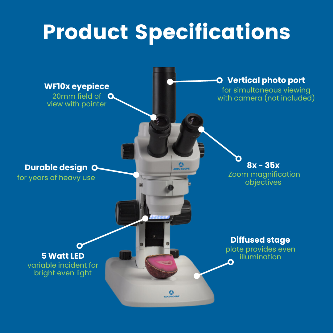Trinocular Stereo Microscope, 3079-LED, 8-35X Zoom