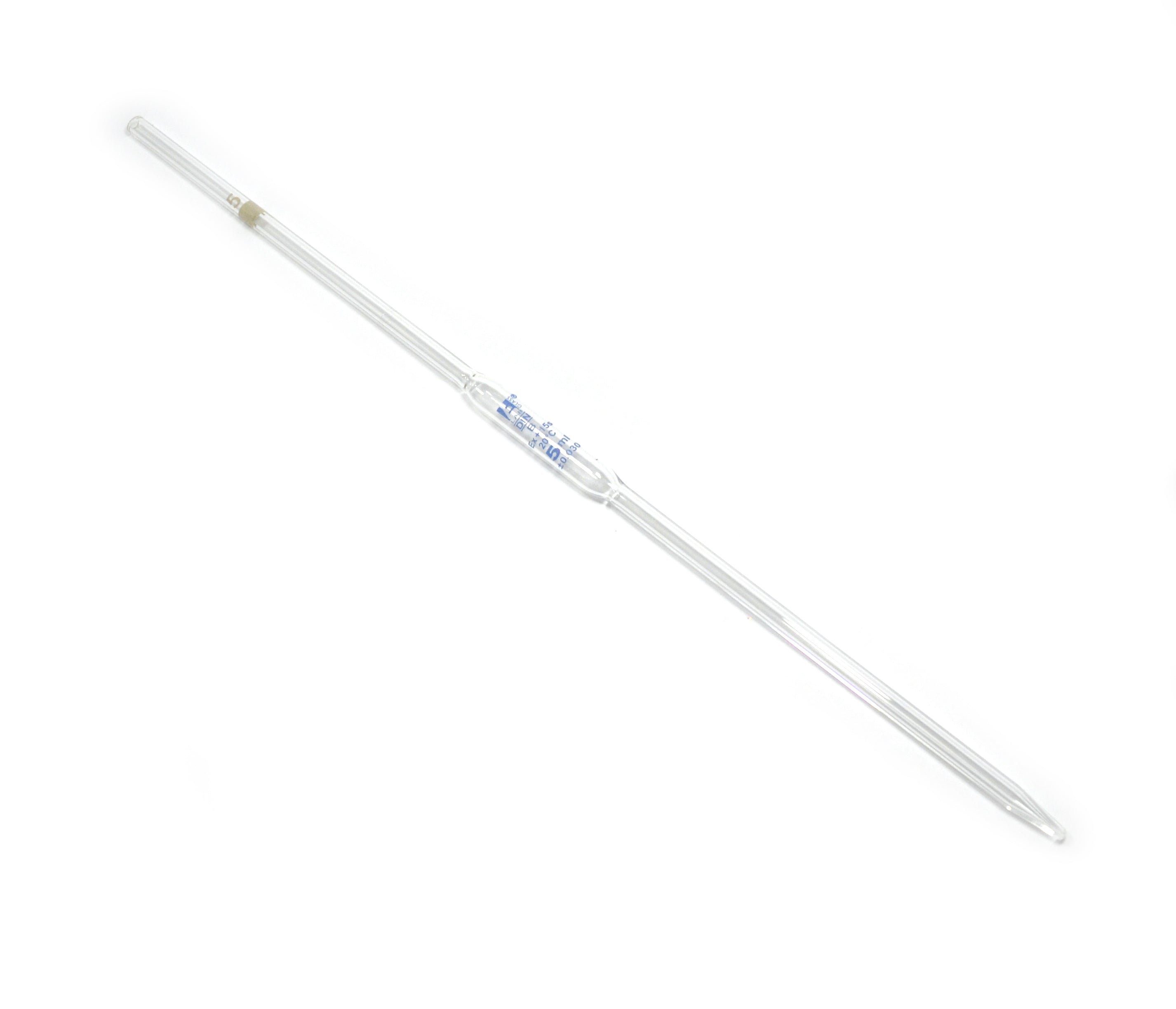 Class B Bulb Form Borosilicate Glass Pipette with Blue Graduations