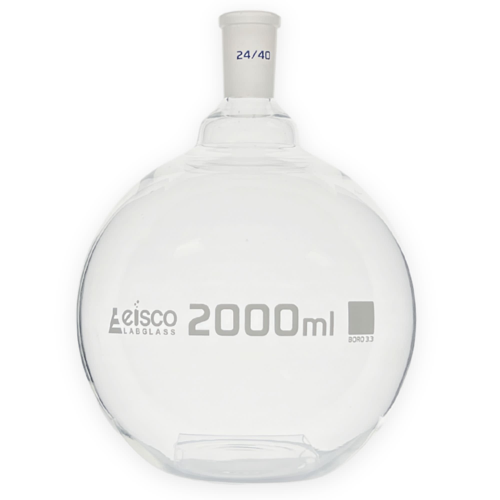 Flat Bottom Borosilicate Glass Boiling Flask with 24/40 Ground Joint, 2000mL