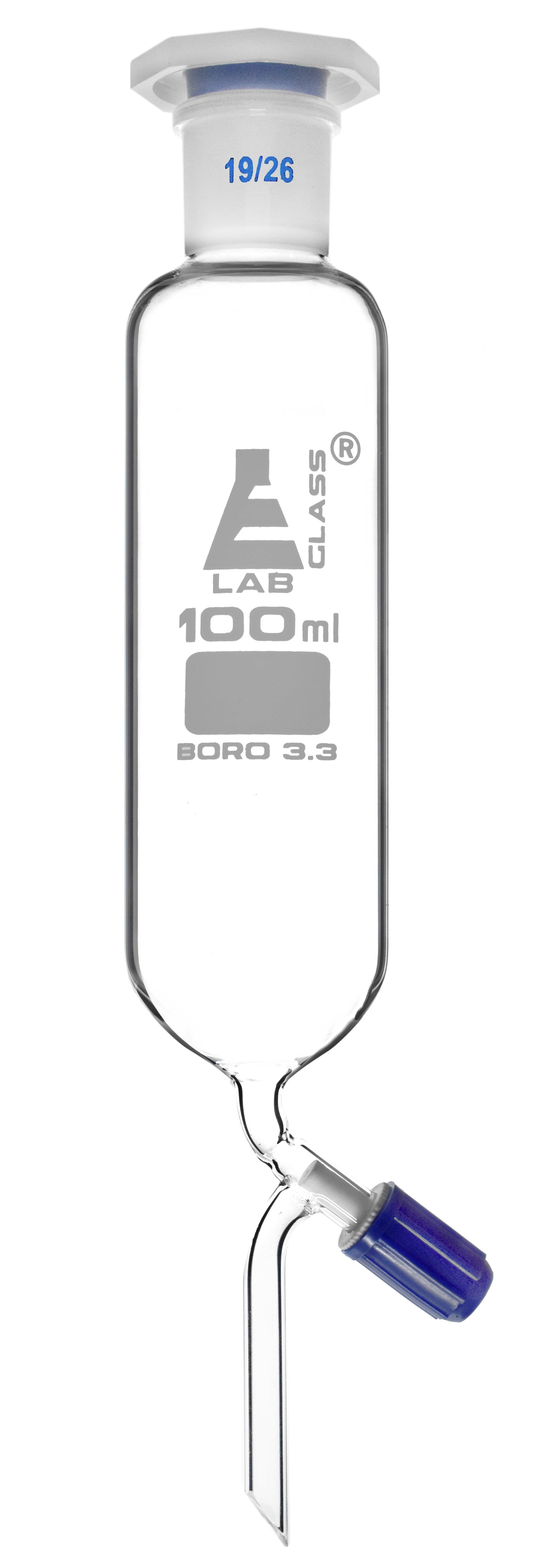 Cylindrical Borosilicate Glass Dropping Funnel with Rotaflow Stopcock