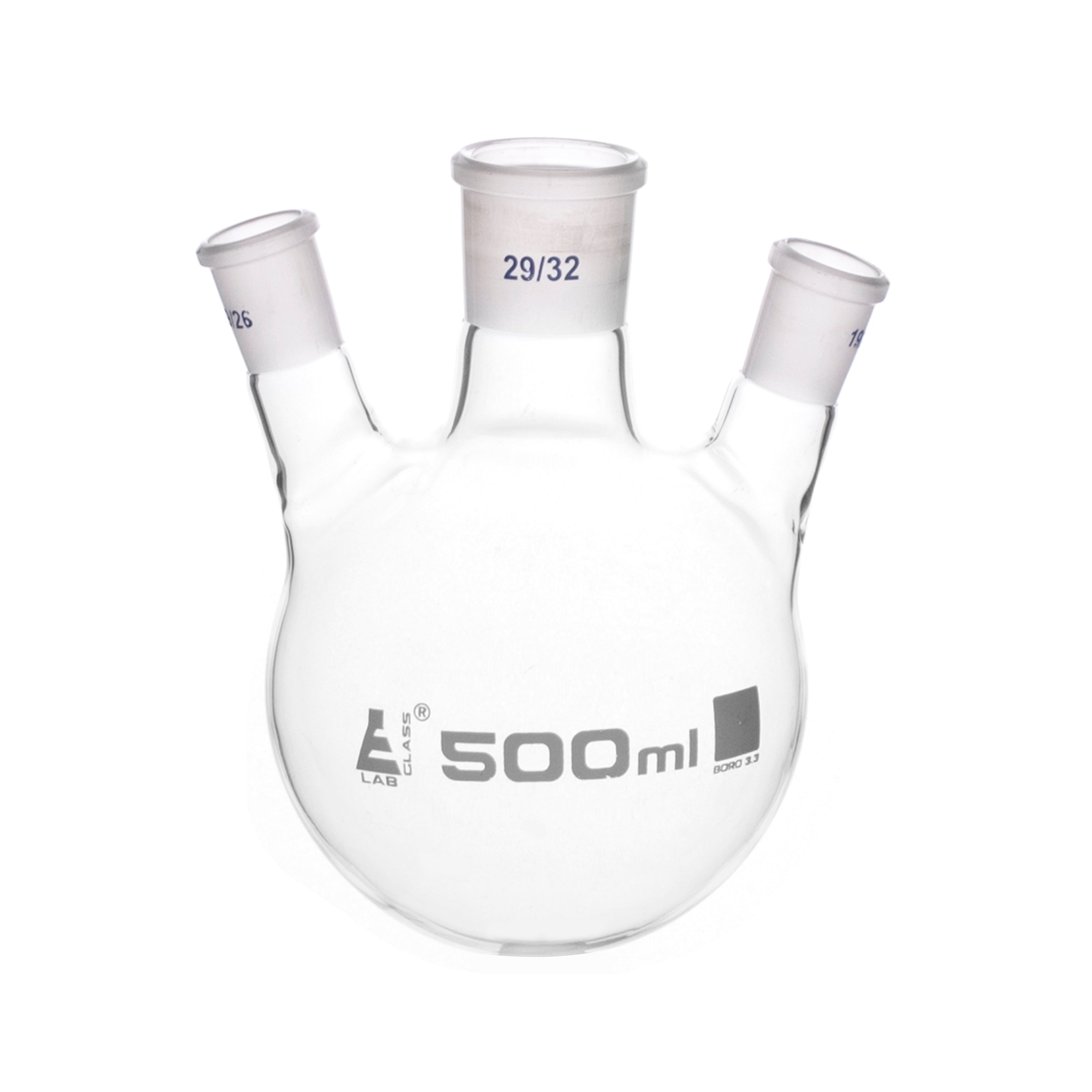Round Bottom Three-Angled-Neck Borosilicate Glass Distillation Flask
