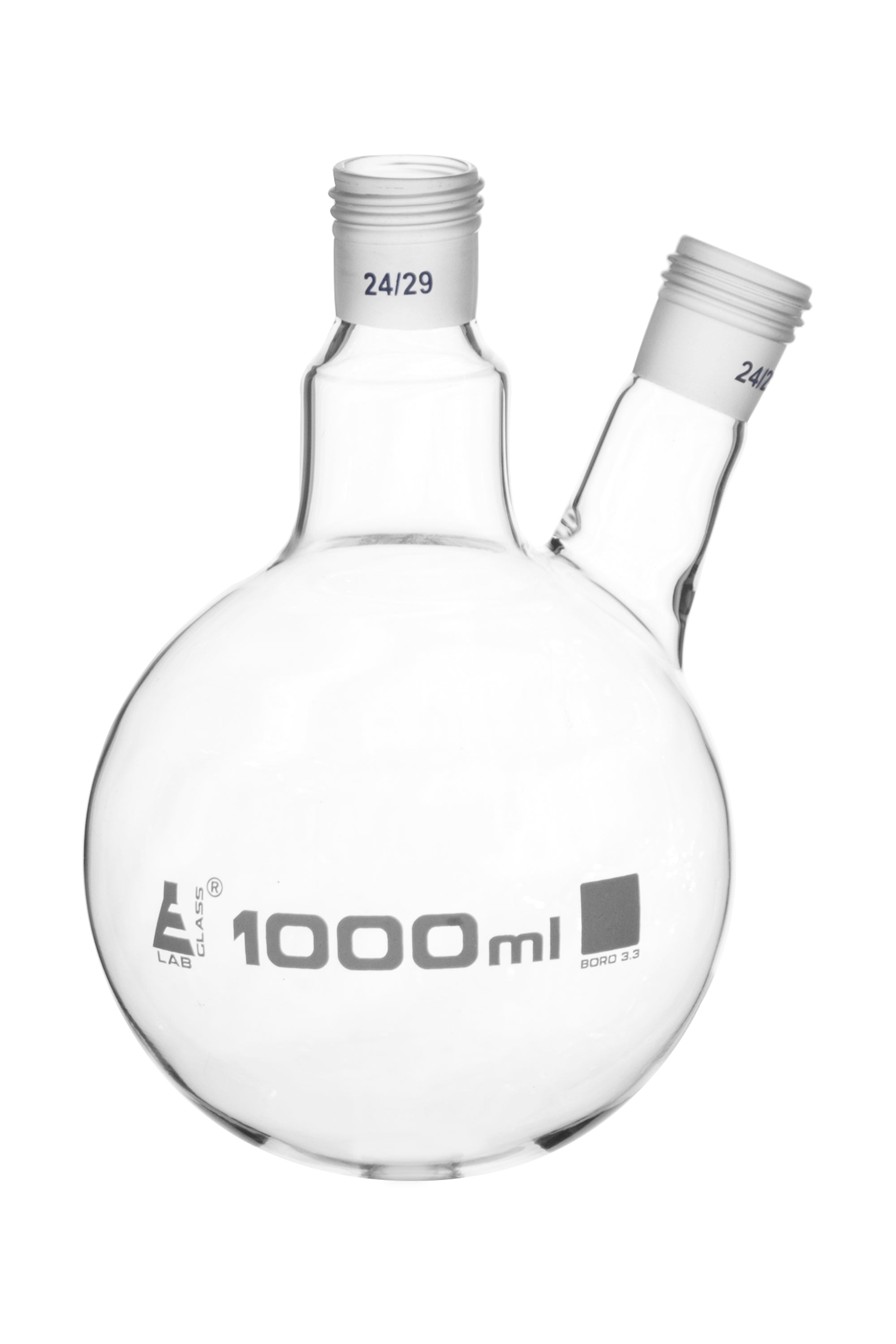 Two-Neck Borosilicate Glass Distillation Flask with Threaded Joints