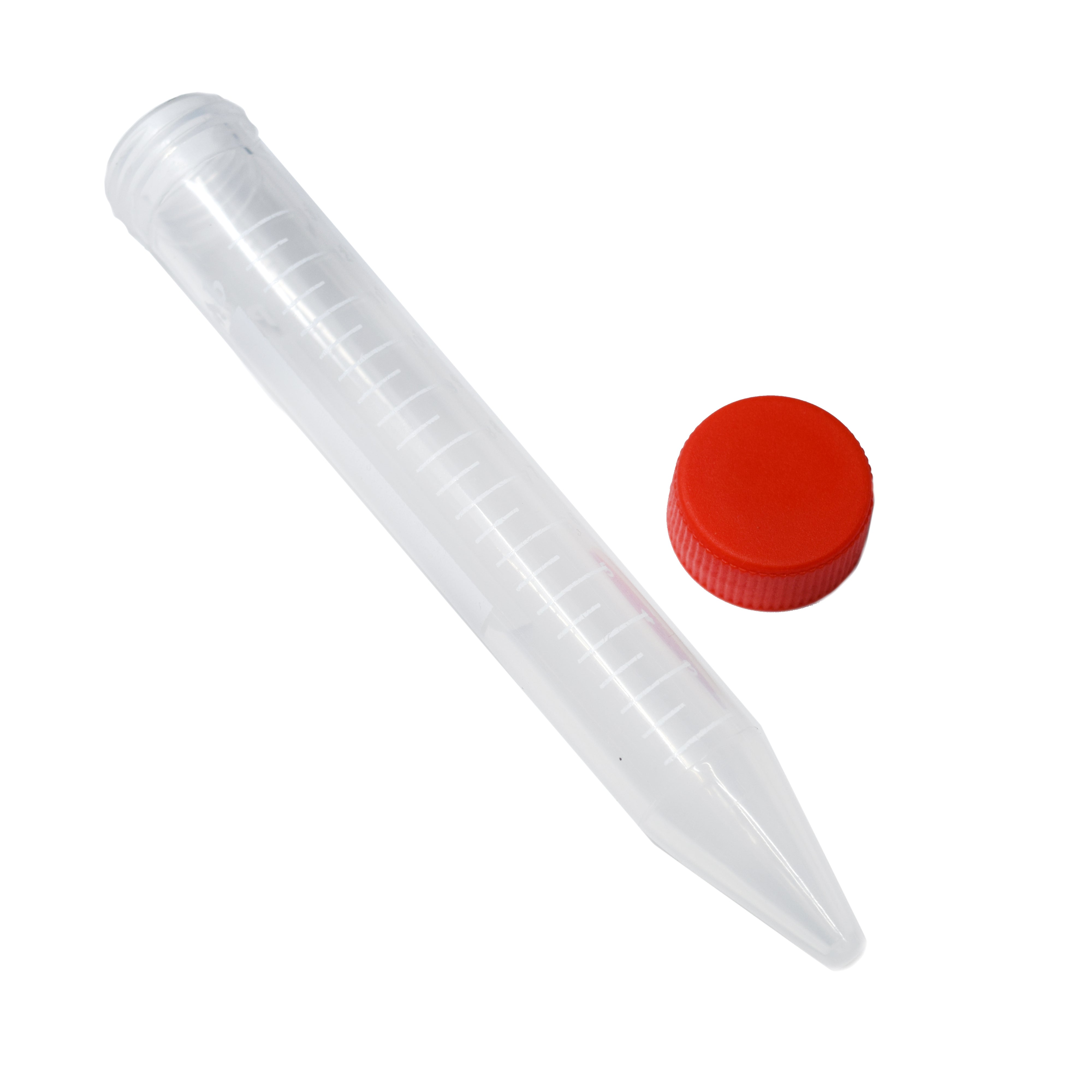 Polypropylene Conical Centrifuge Tube with Screw Cap, 15mL, 120 x 16mm, 0.5mL White Graduations