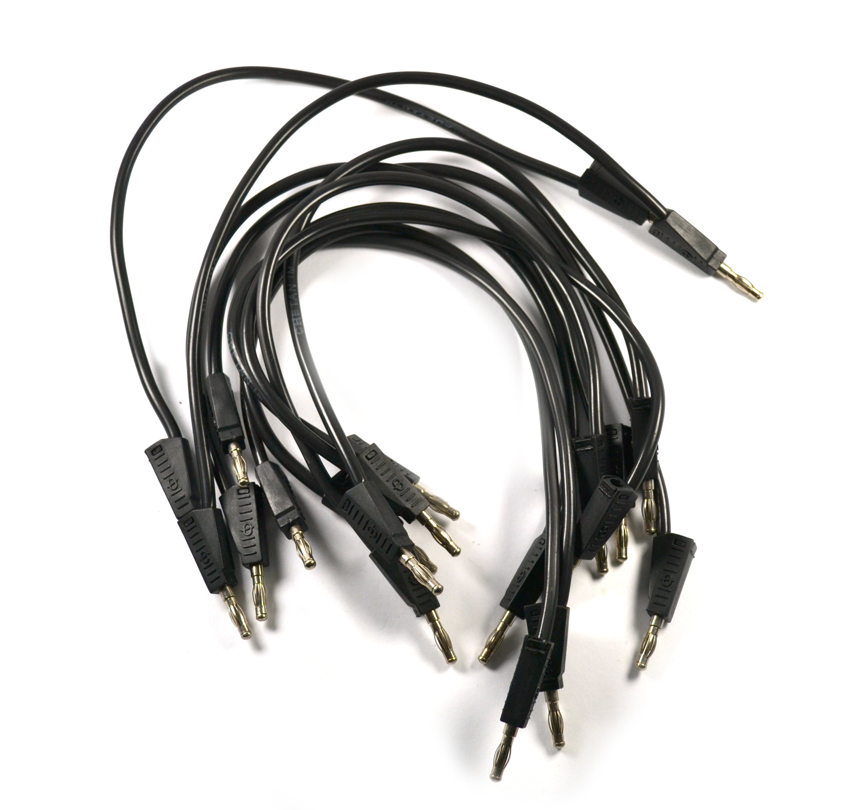 12" Black Stackable Banana Connecting Lead, 10-Pack