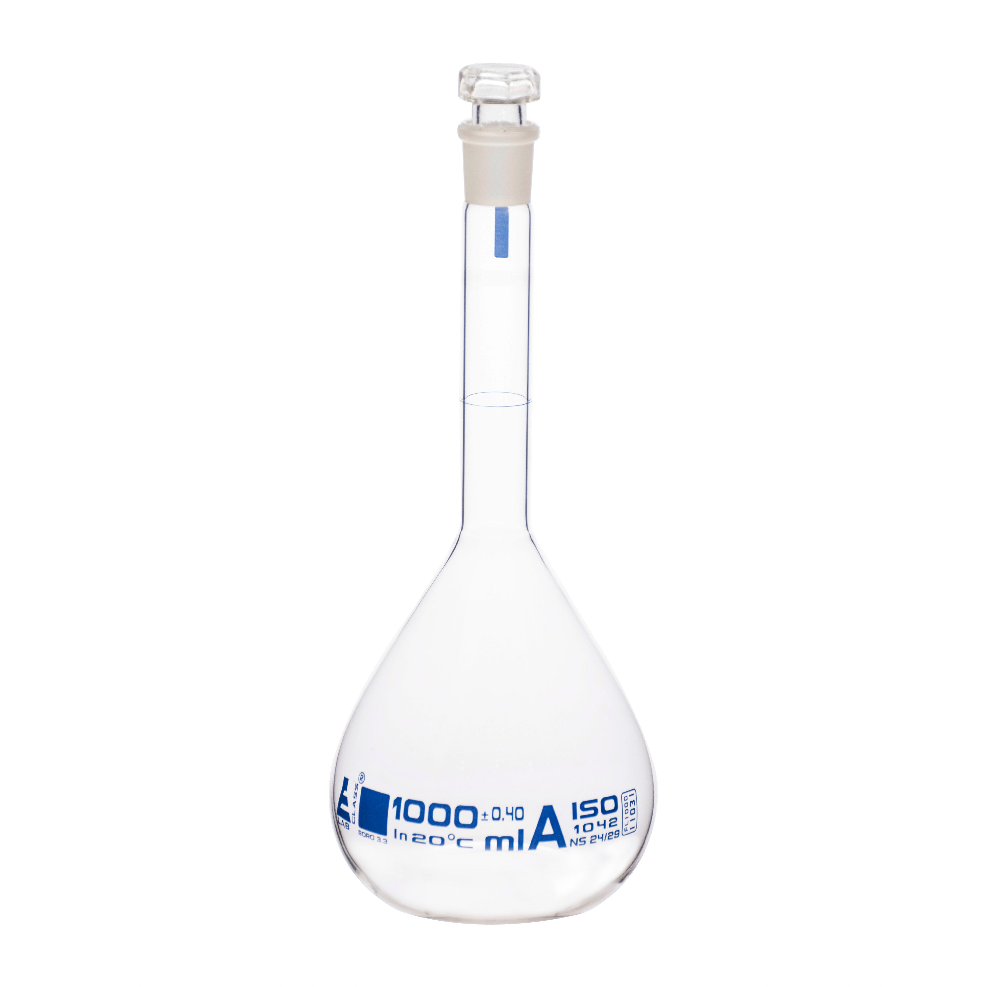 Class A Borosilicate Glass Volumetric Flask with Hexagonal Hollow Stopper
