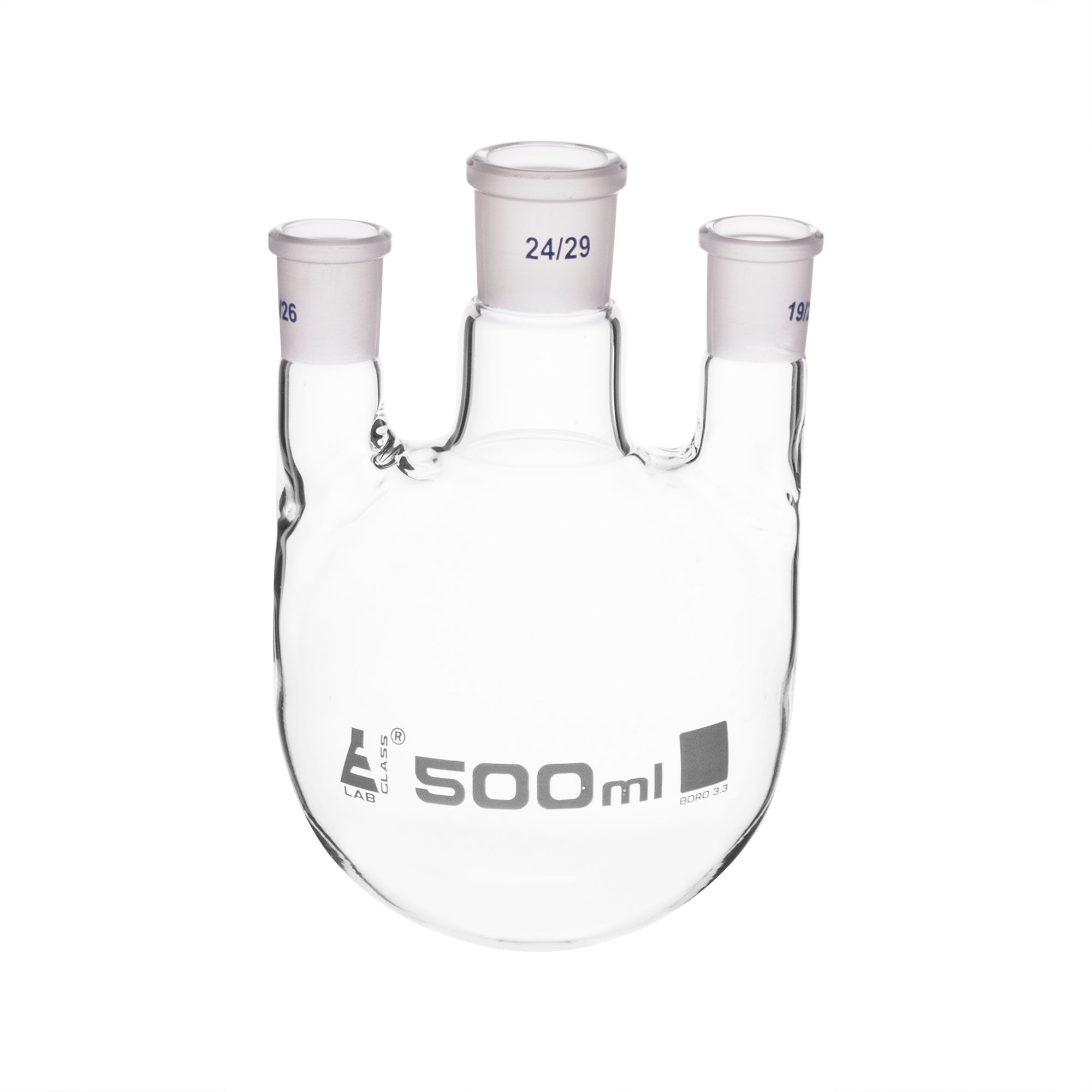 Round Bottom Three-Parallel-Neck Borosilicate Glass Distillation Flask