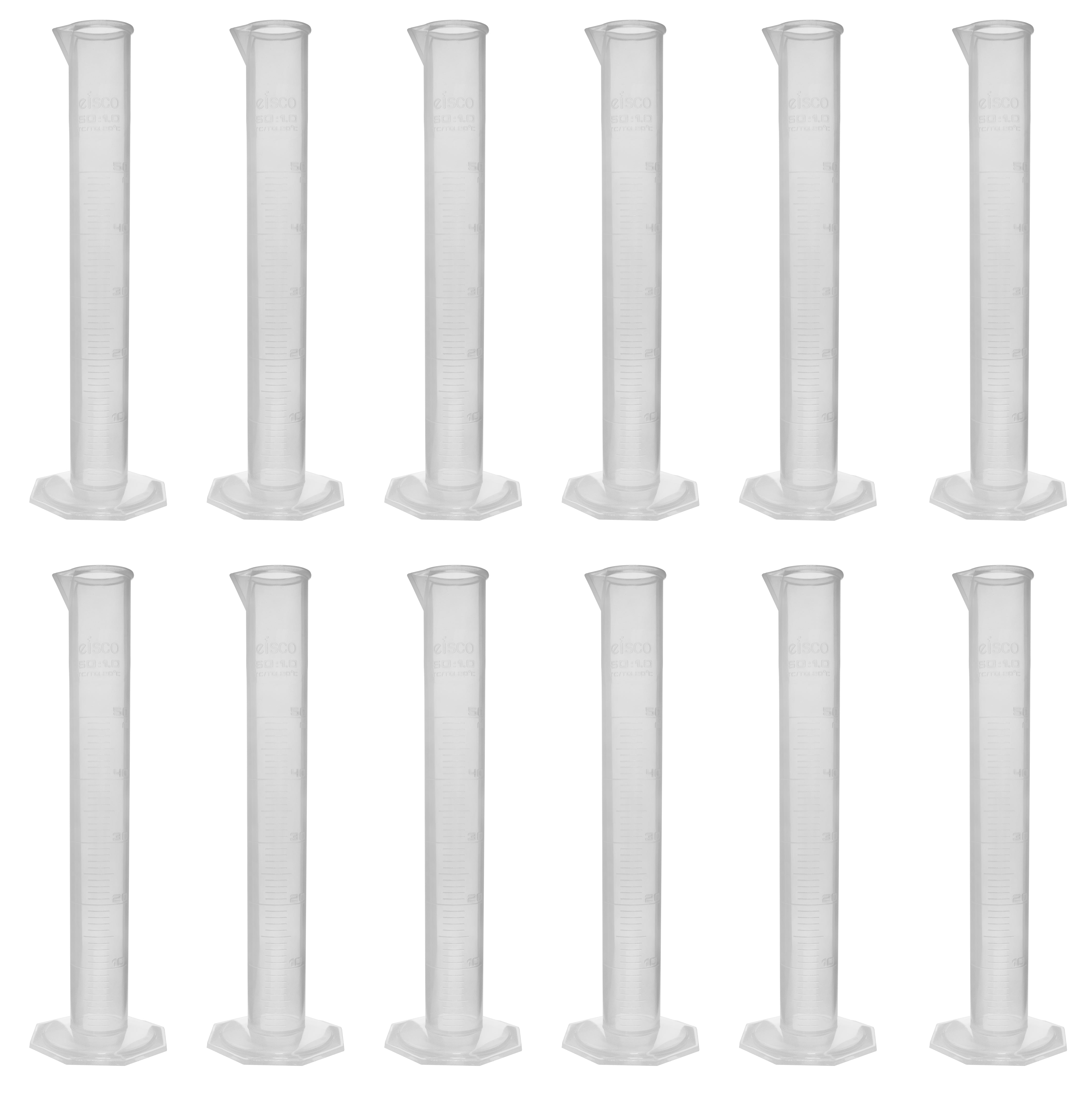 Polypropylene Graduated Cylinder with Octagonal Base, 12-Pack