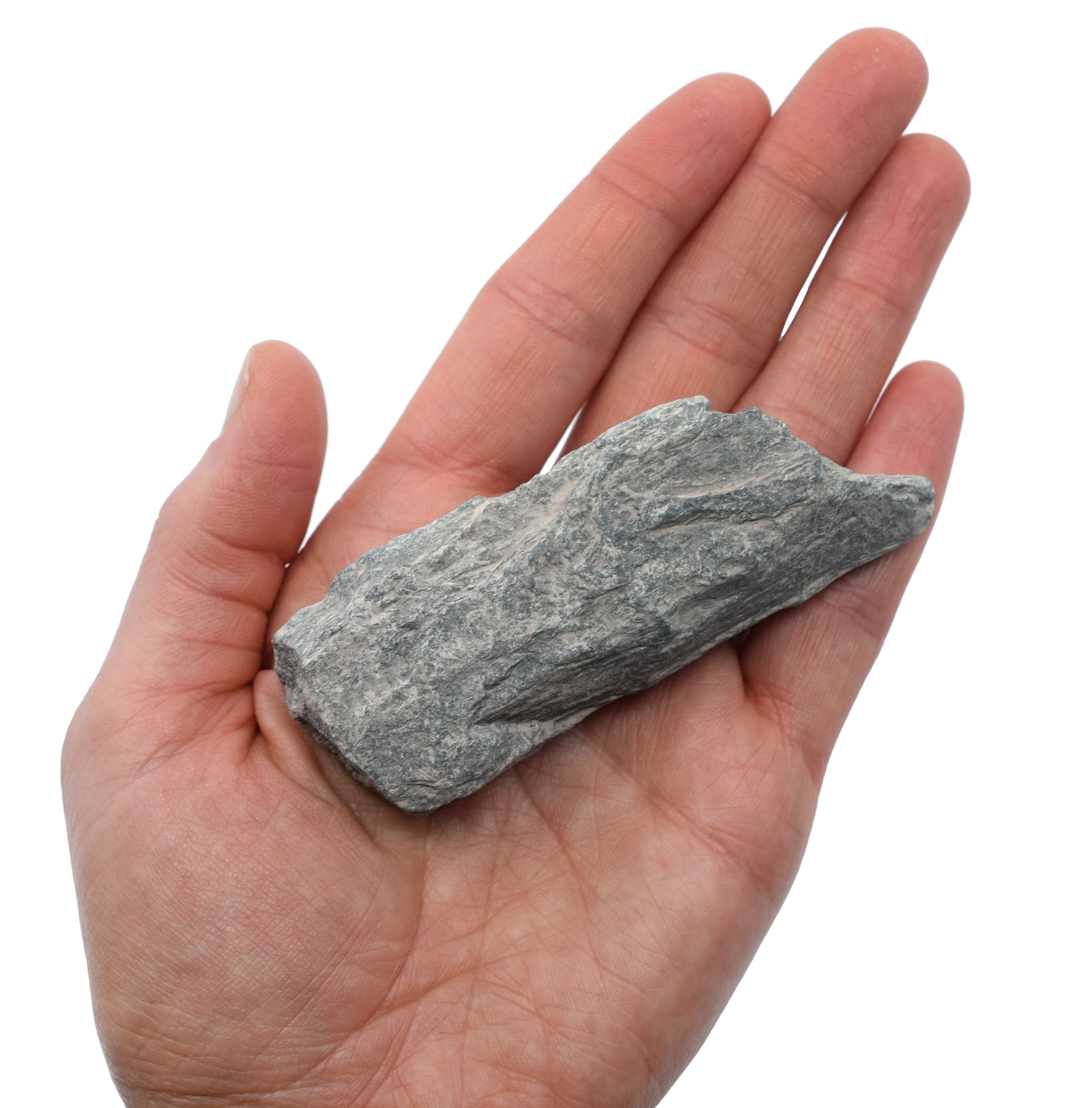 Raw Green Slate Metamorphic Rock Hand Sample, Approx 3 inch