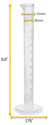 Polypropylene Graduated Cylinder, 10mL, Class B, 24-Pack