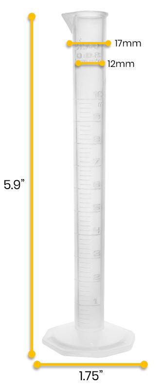Polypropylene Graduated Cylinder, 10mL, Class B, 24-Pack