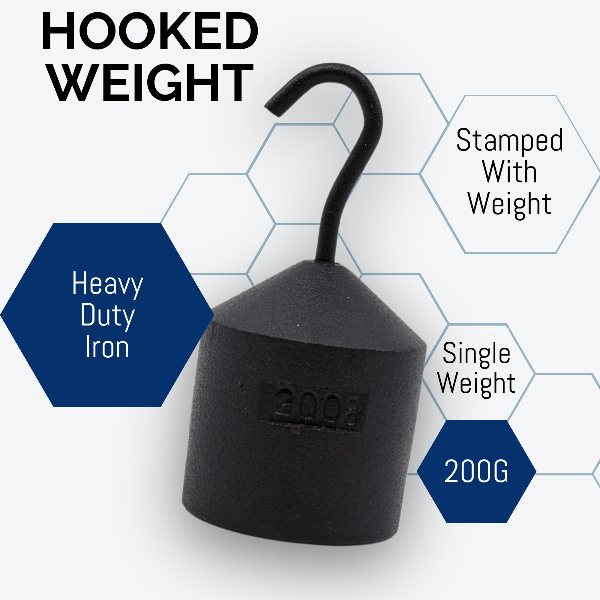 200g Iron Cylindrical Hooked Weight