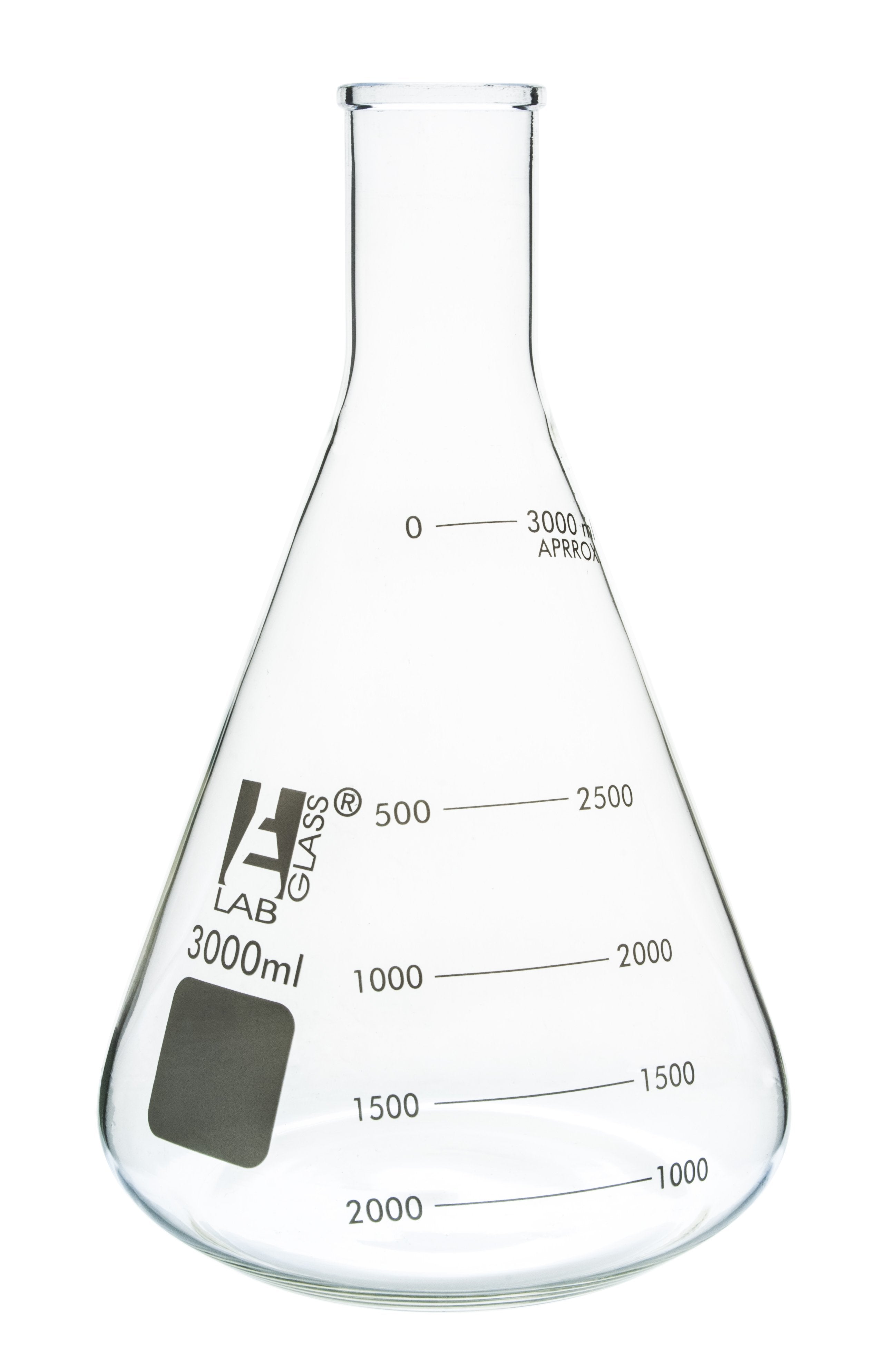 Narrow Neck Borosilicate Glass Erlenmeyer Flask with White Graduations