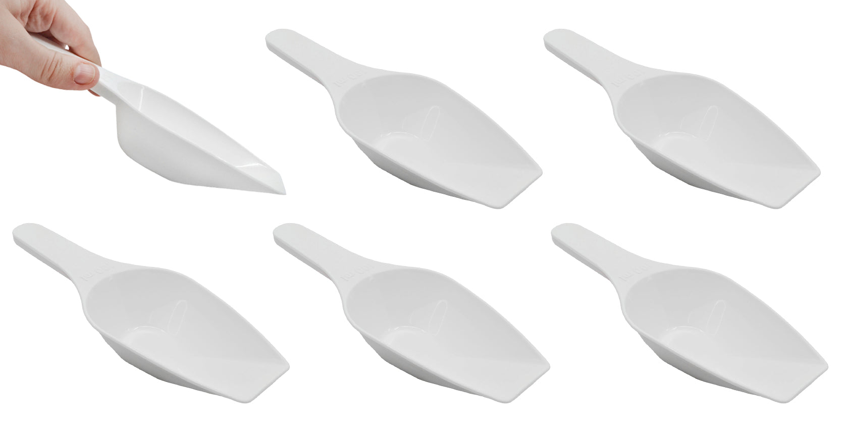 Autoclavable Polypropylene Scoop with Flat Bottom, 6-Pack