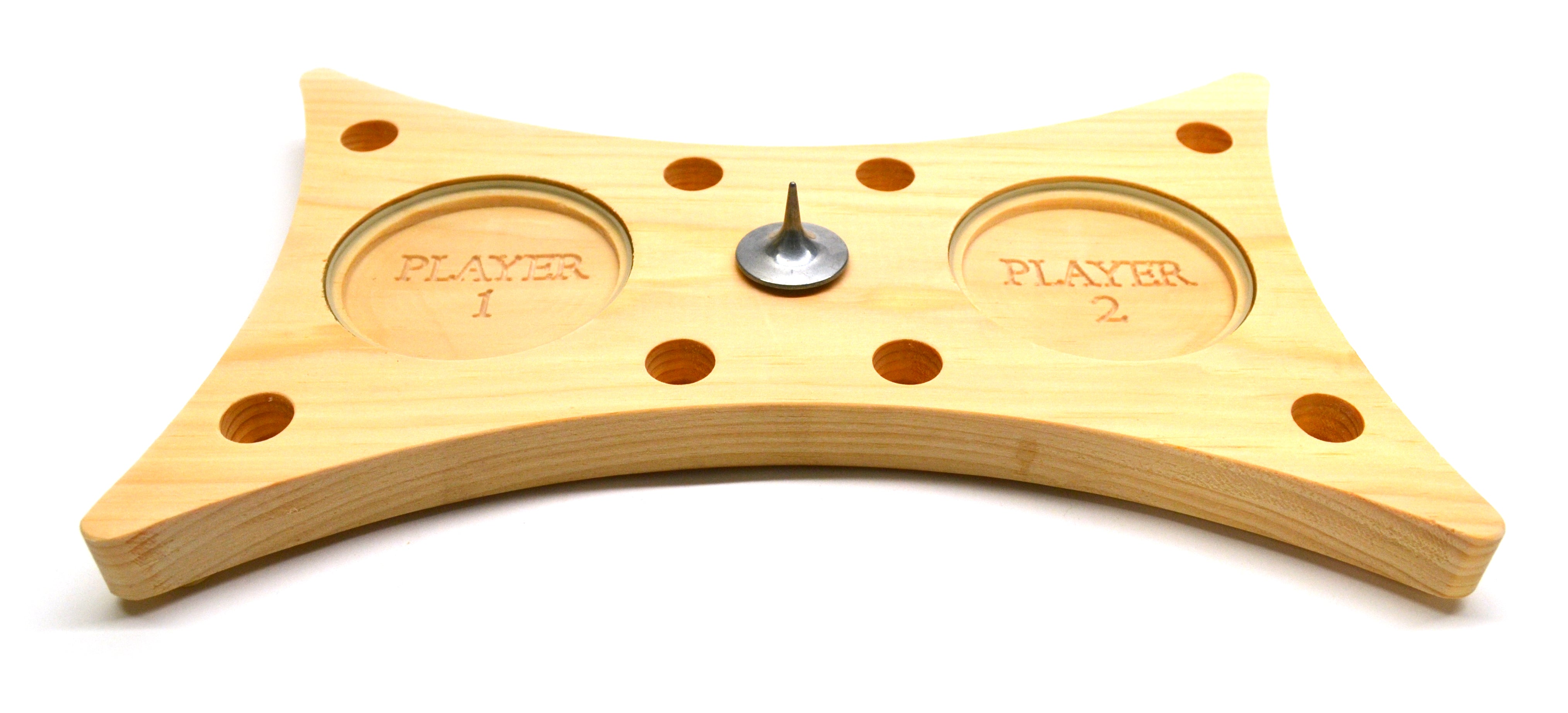 Dual Glass Top Spinning Platform with Wooden Holder for 9 Tops