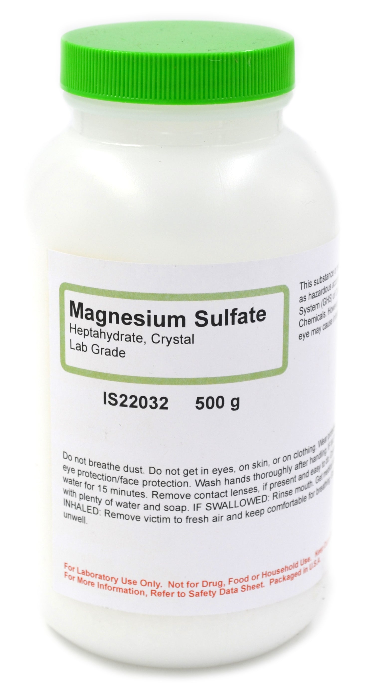 Laboratory Grade Magnesium Sulfate Heptahydrate Crystals, 500g