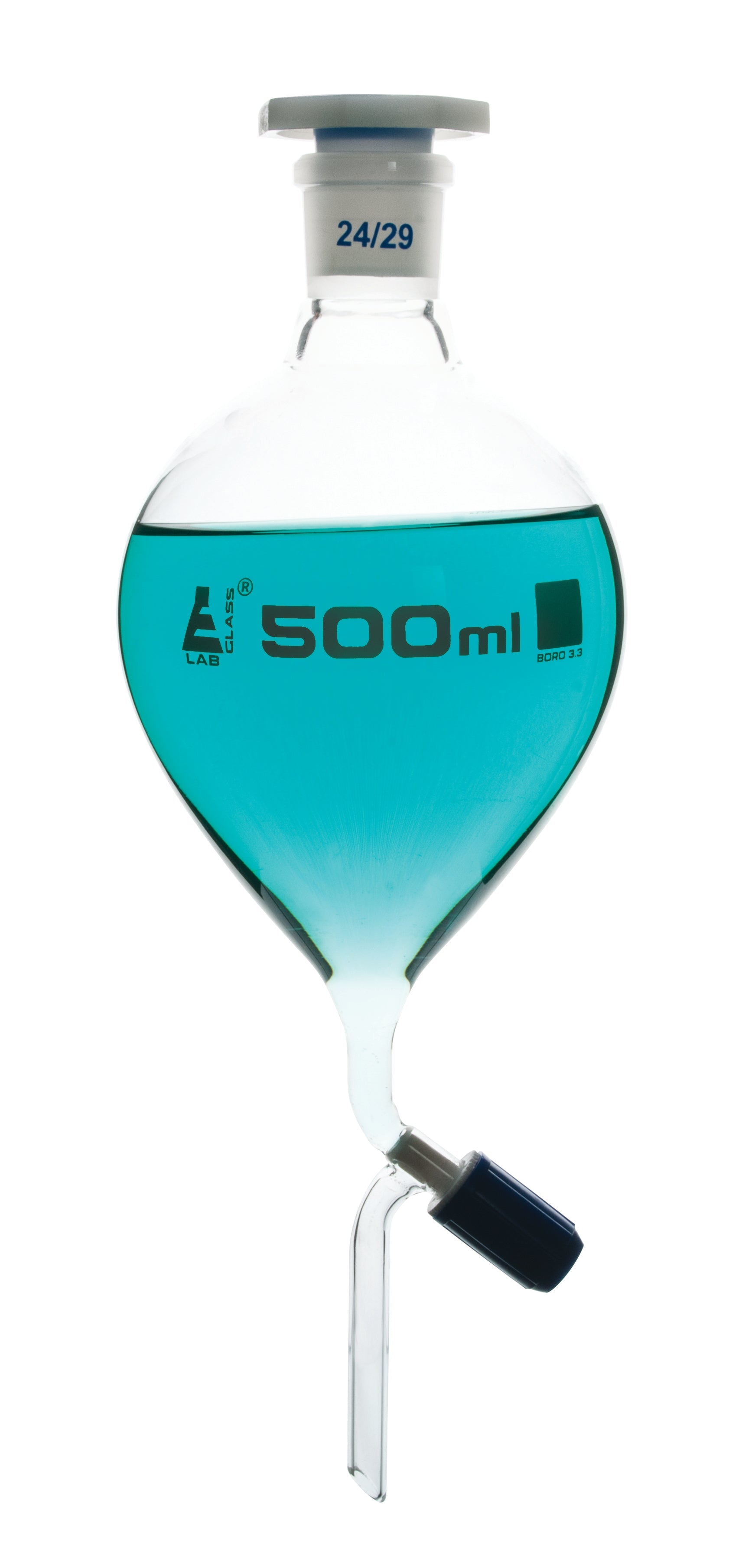 Pressure Equalizing Pear Shape Borosilicate Glass Separating Funnel with Rotaflow Stopcock