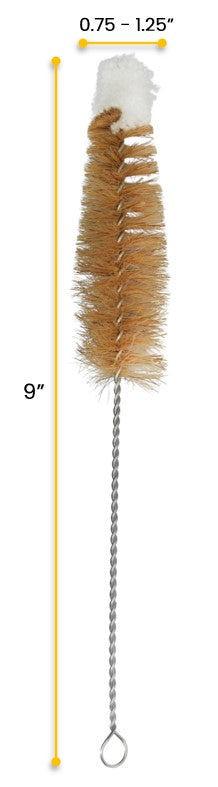 9" Tapered Bristle Cleaning Brush with Cotton Tip for 0.6-1" Tubes