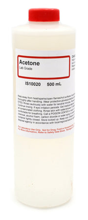Laboratory Grade Acetone, 500mL