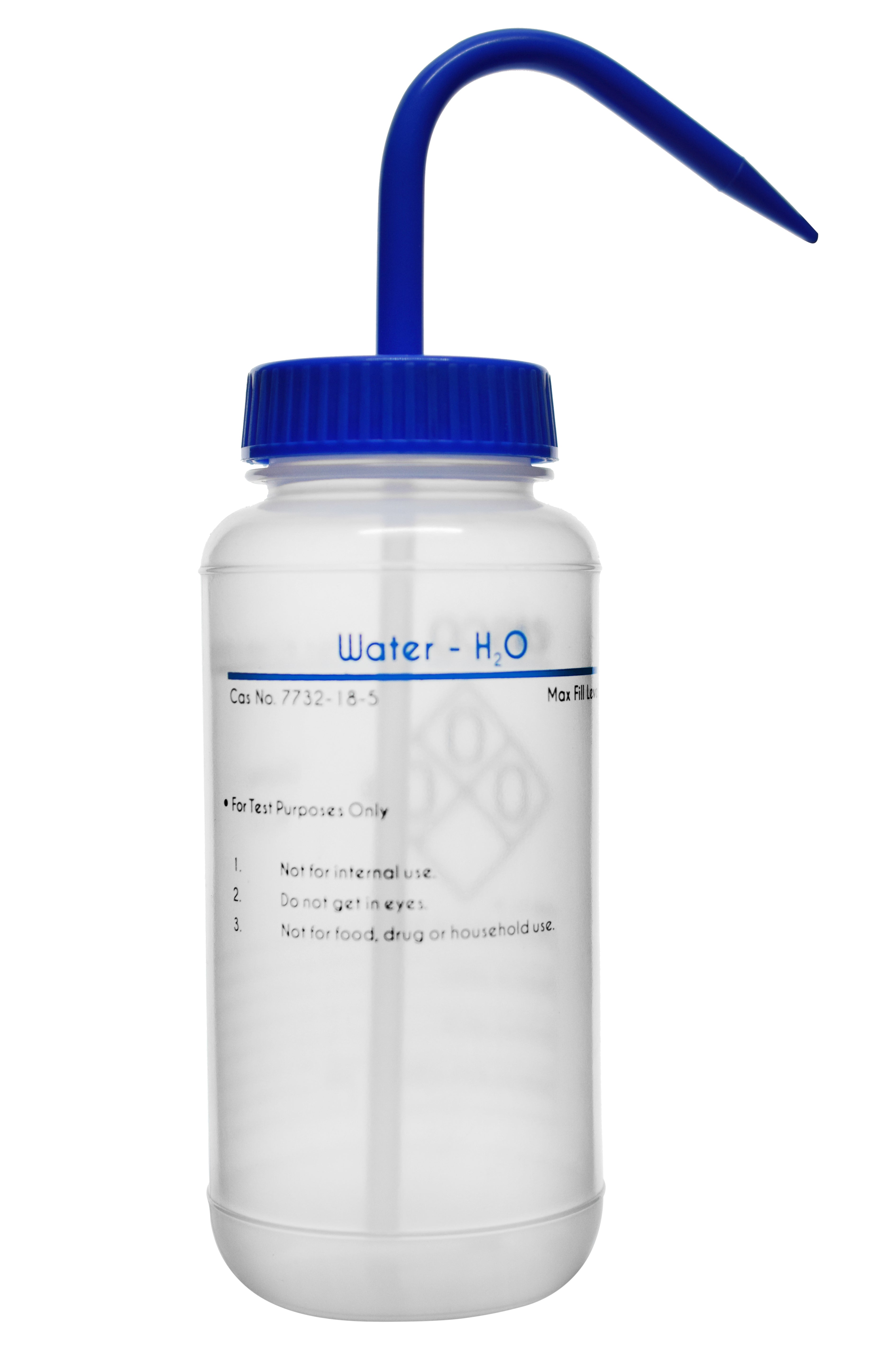 Water Wash Bottle, LDPE, Wide Mouth, 2-Color Label, 500mL