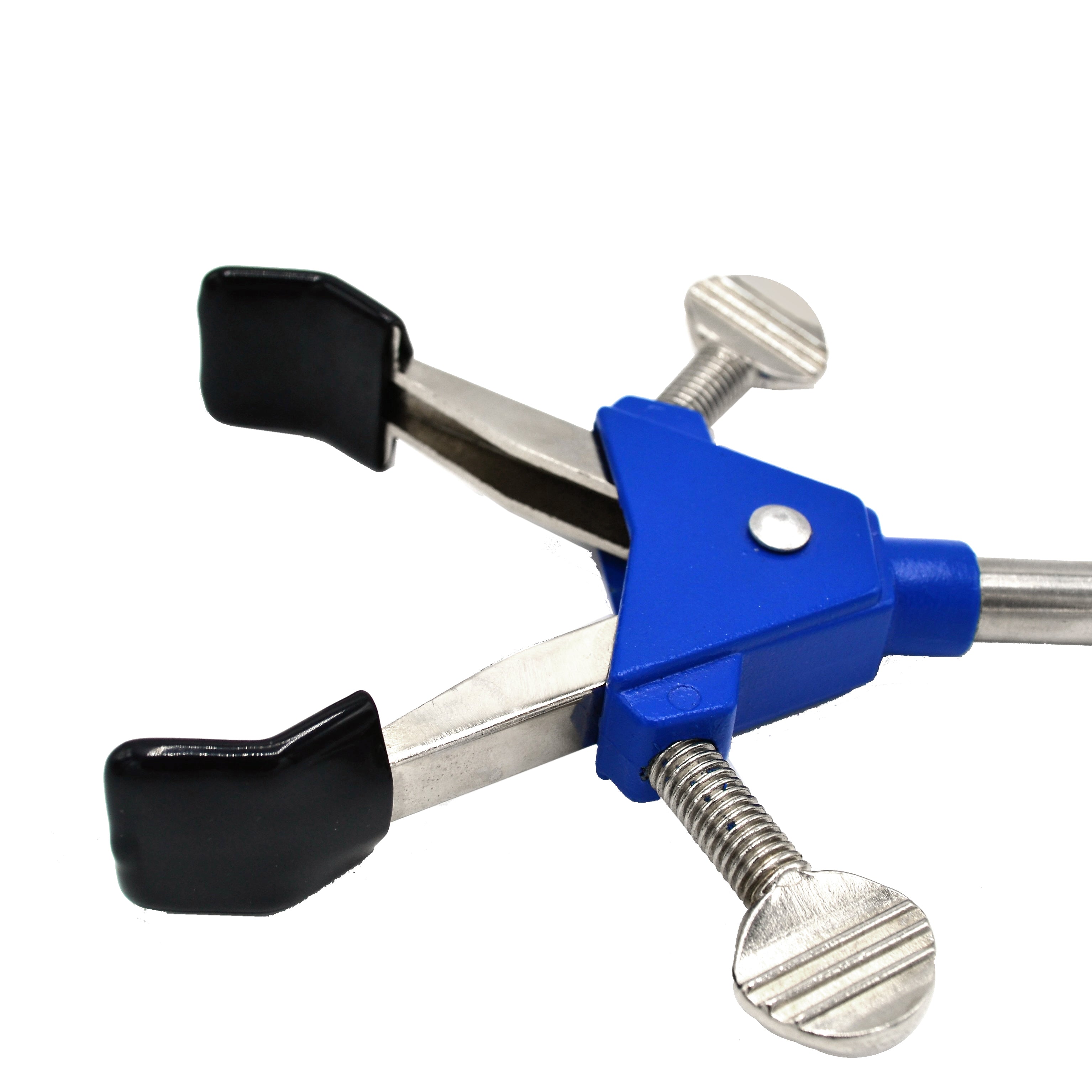 2-Prong Vinyl-Coated Spring-Loaded Clamp on Stainless Steel Rod, 2.75" Max