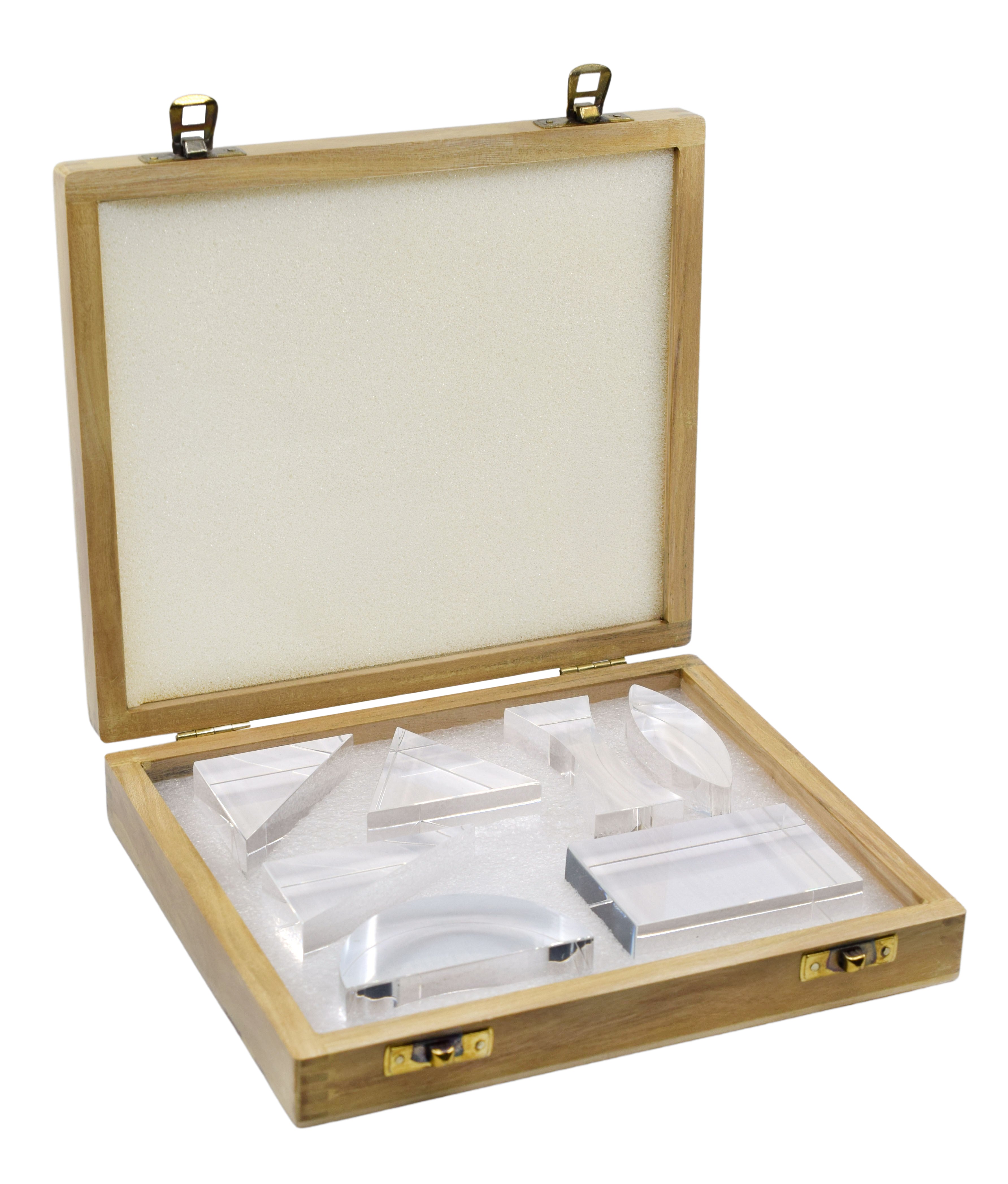 7-Piece Acrylic Blocks Set, 25mm Thick, with Wooden Storage