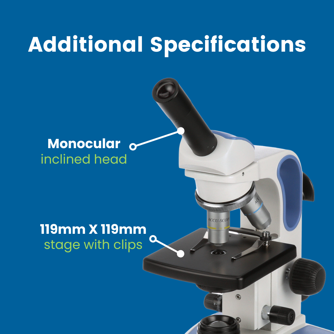Accu-Scope Monocular Student Compound Microscope, EXM-150-I, 40-400X (Iris Diaphragm)