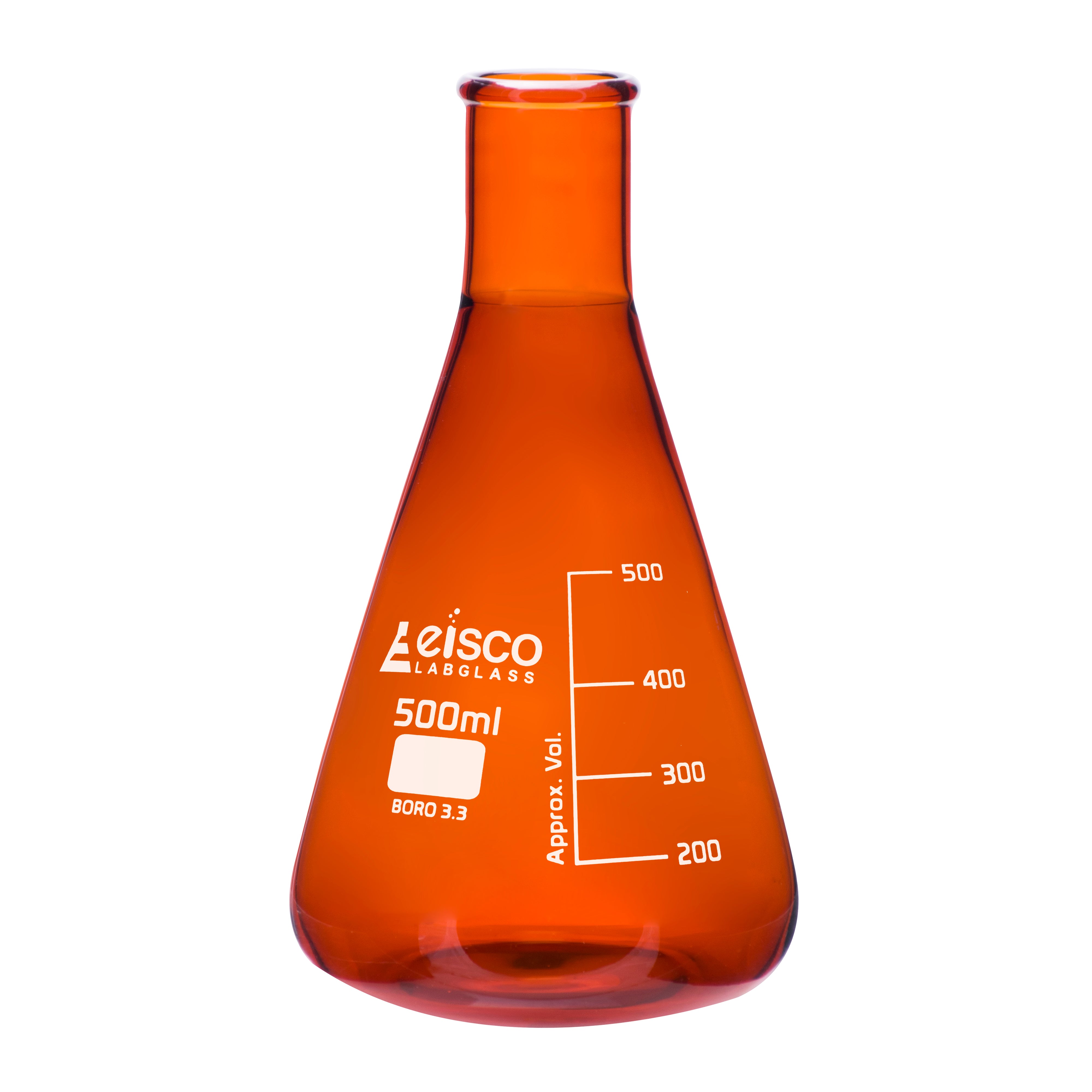 Narrow Neck Amber Borosilicate Glass Erlenmeyer Flask