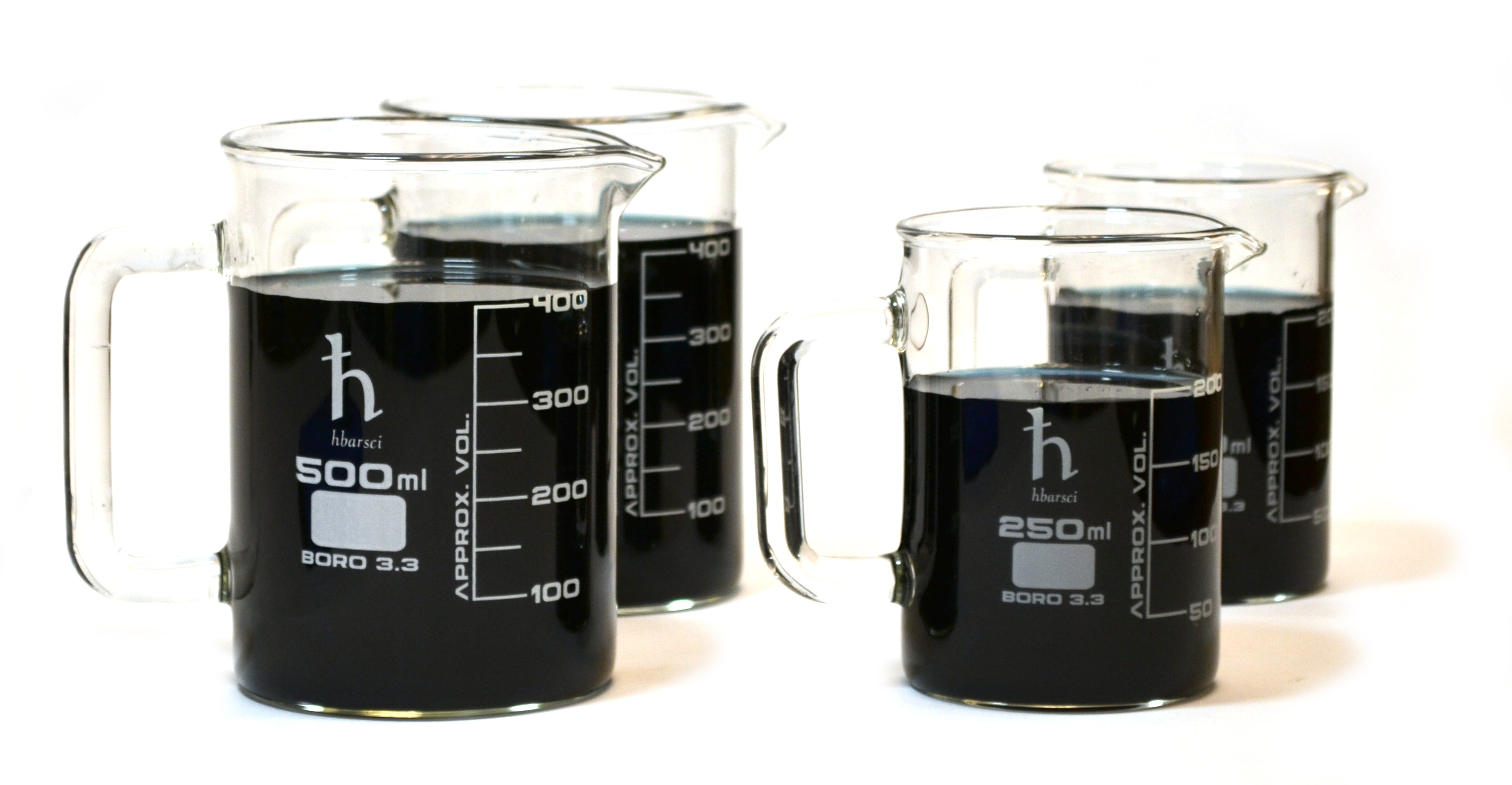 4-Piece Premium Hand Crafted Borosilicate Glass Beaker Mug Kitchen Set