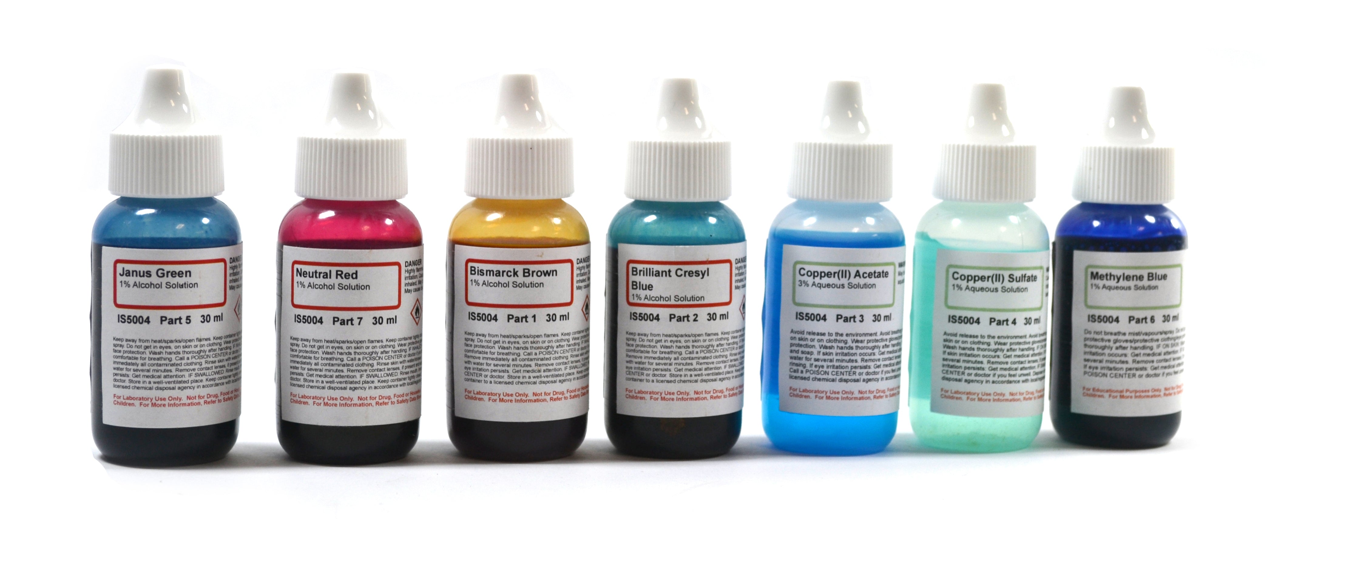 7-Bottle Microscope Vital Stain Kit with Slides, Cover Slips and Storage