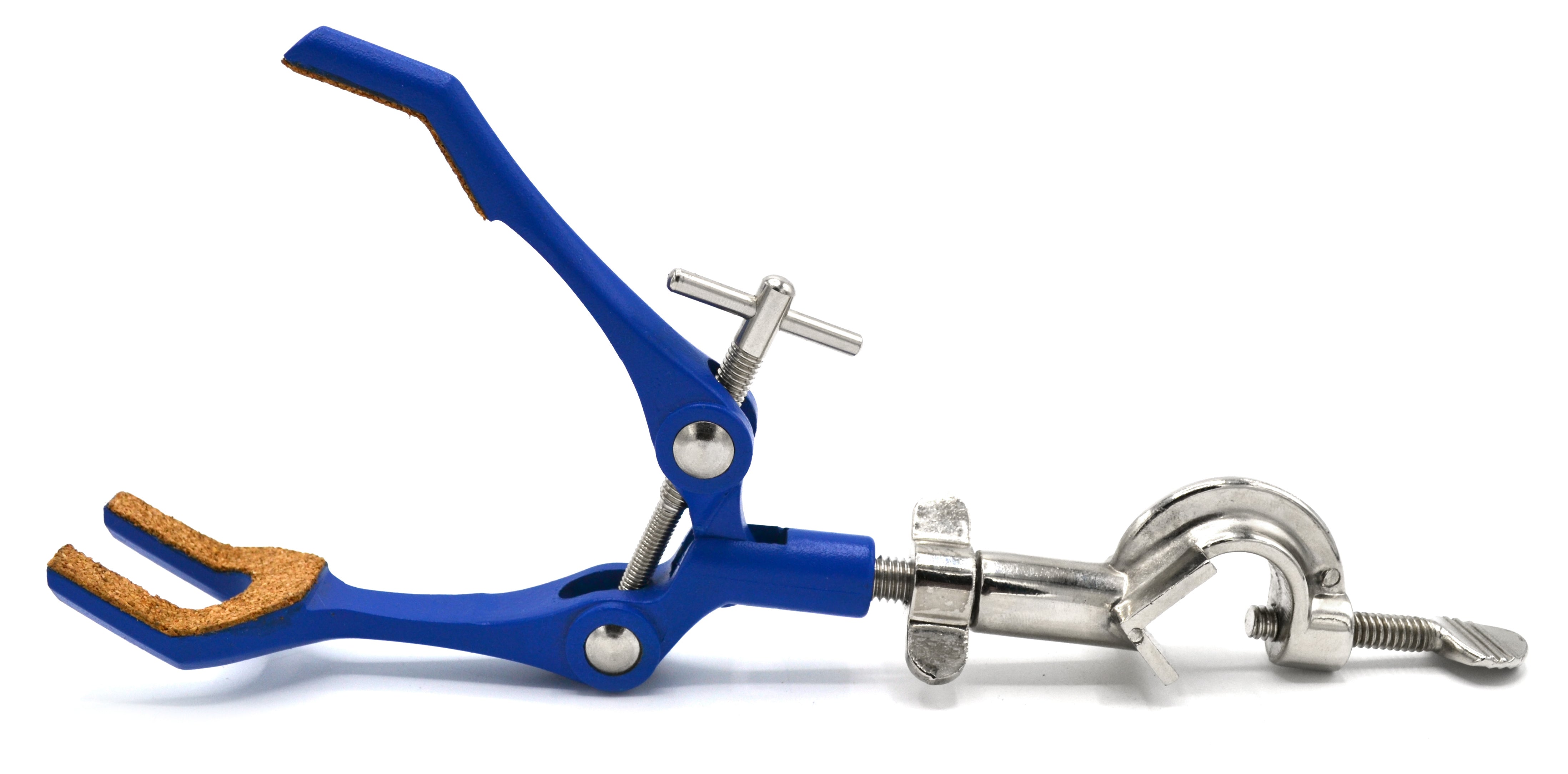 3-Finger Cork-Lined Extension Clamp with Swivel Boss Head, 3.4" Max