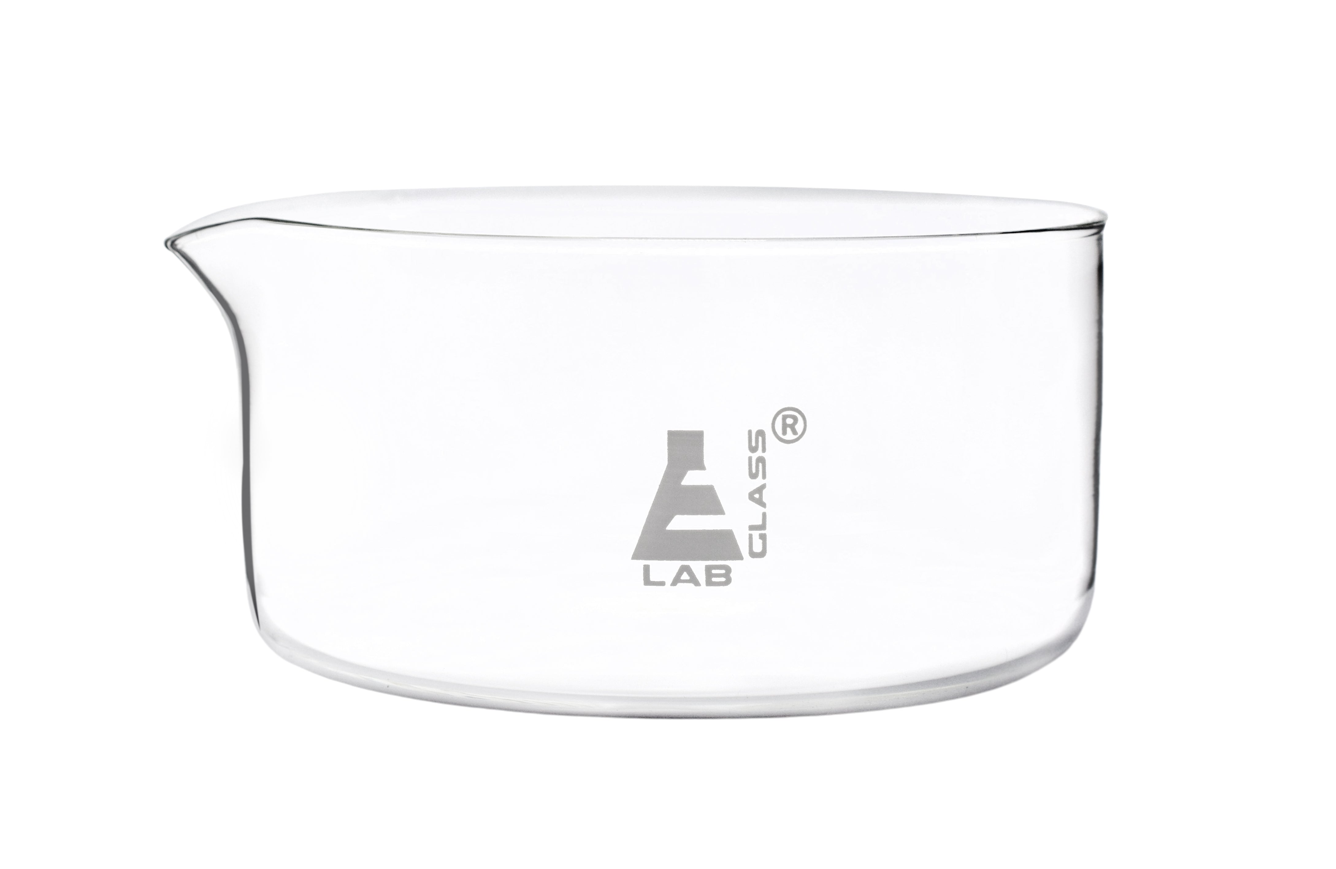 Flat Bottom Borosilicate Glass Crystallizing Dish with Spout