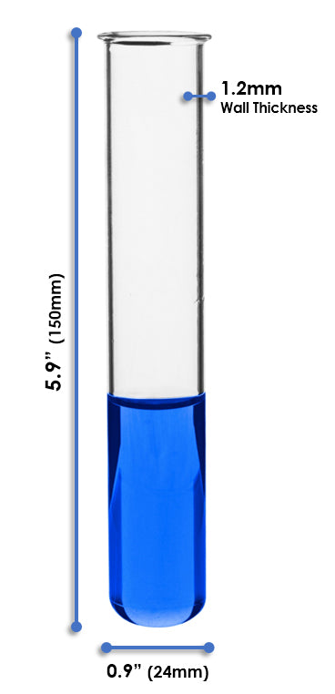 Thick Wall Borosilicate Glass Test Tube with Beaded Rim, 50mL, 16-Pack
