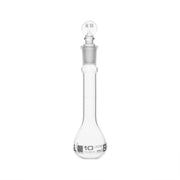 ASTM Class B Borosilicate Glass Volumetric Flask with Glass Stopper, White Graduations